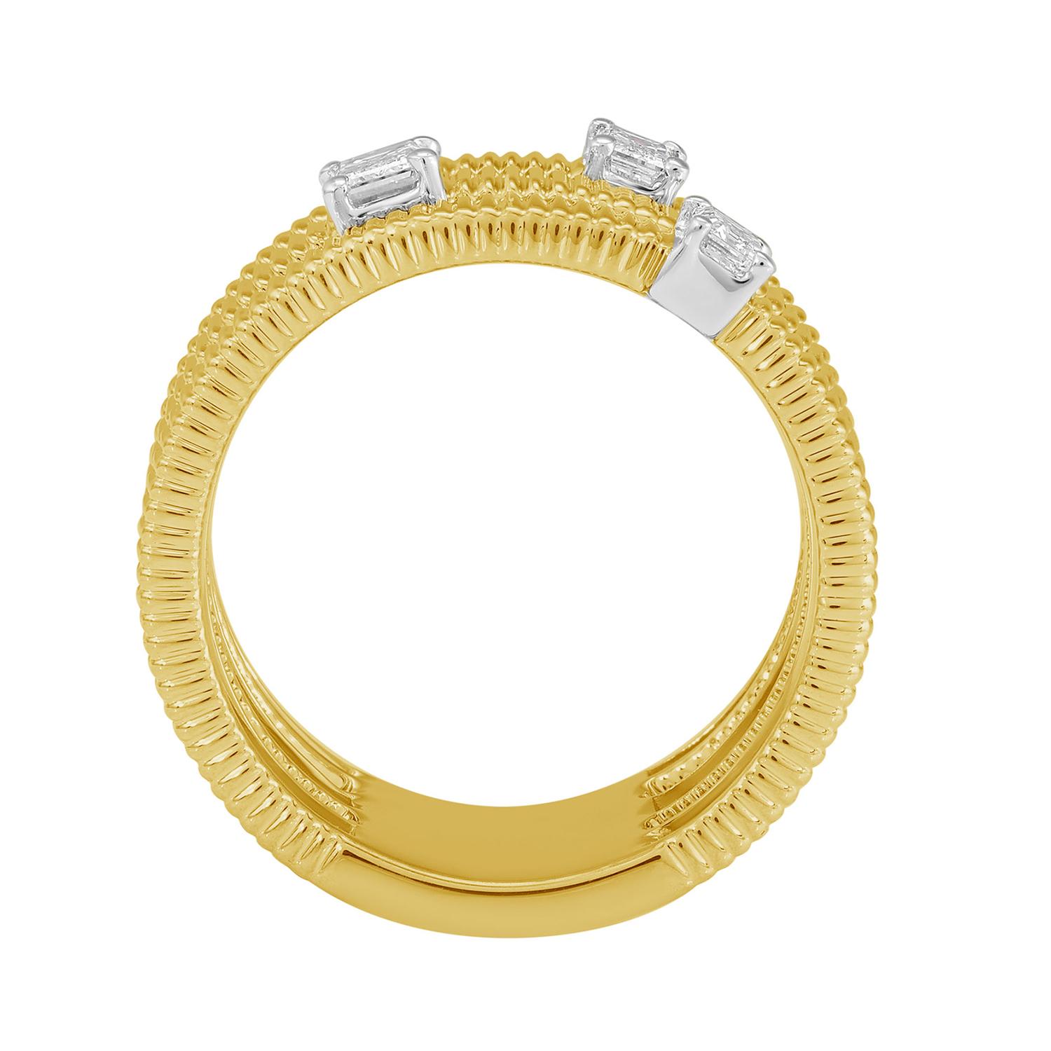 Taglio misto Anello a spirale con diamanti in oro giallo 14 ct. in vendita
