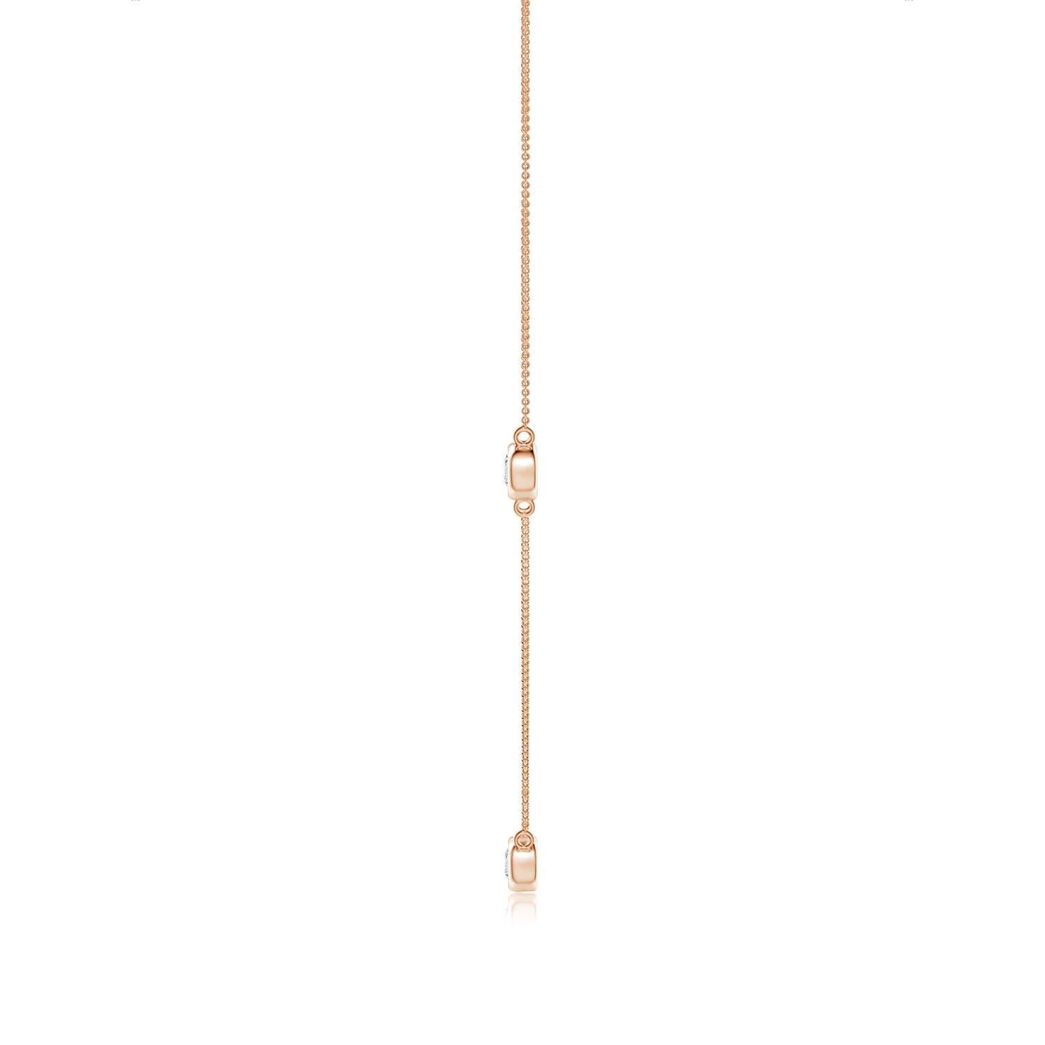 Angara Collar de Cadena de Diamantes Redondos Naturales Engastados en Bisel en Oro Rosa de 14 K Moderno en venta