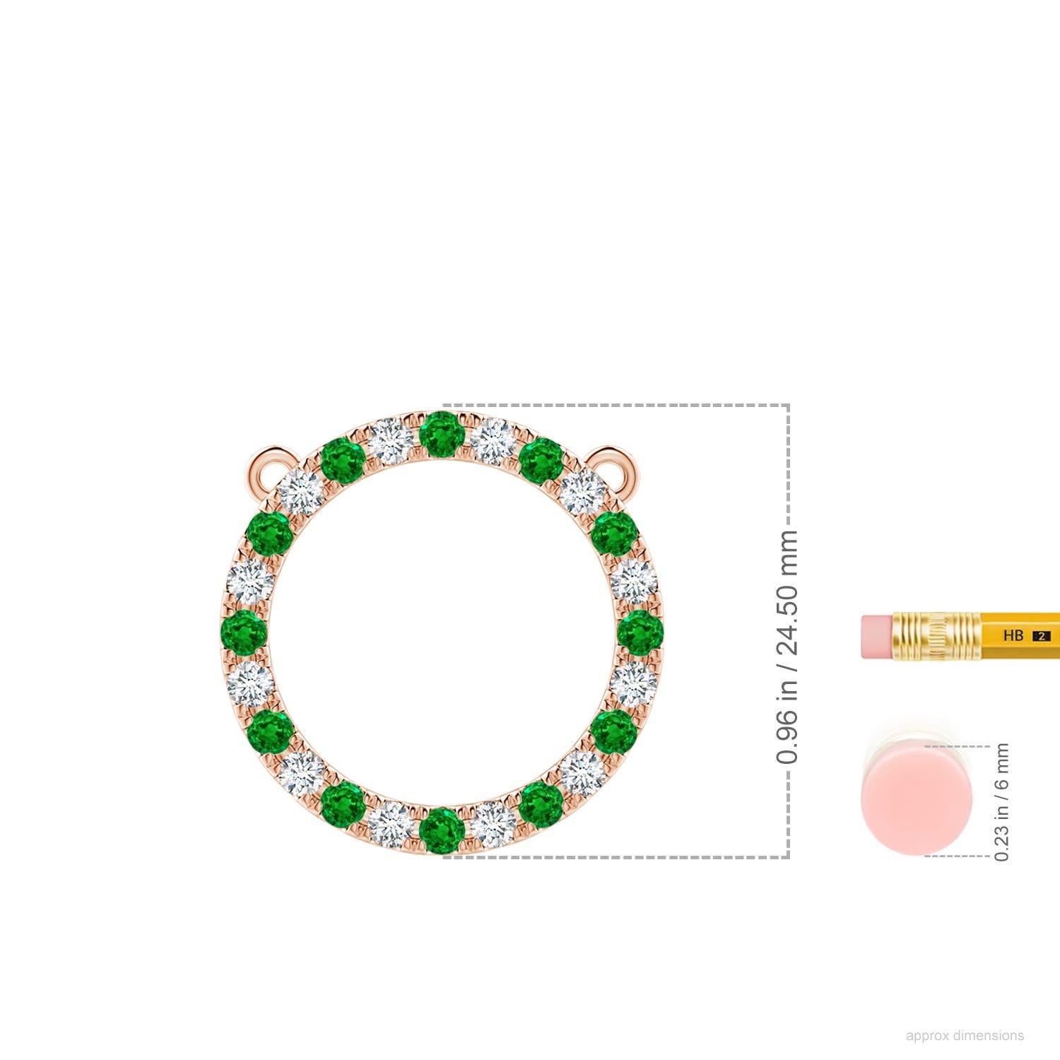 Angara Natürlicher Smaragd und Diamant Kreis Eternity-Anhänger in 14K Rose Gold (Rundschliff) im Angebot
