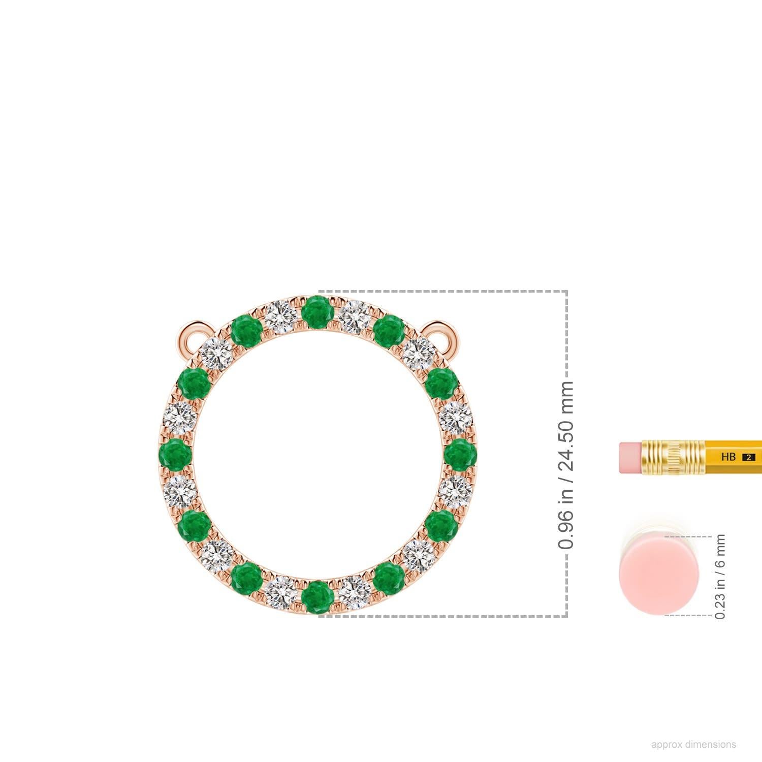 Angara Natürlicher Smaragd und Diamant Kreis Eternity-Anhänger in 14K Rose Gold (Rundschliff) im Angebot