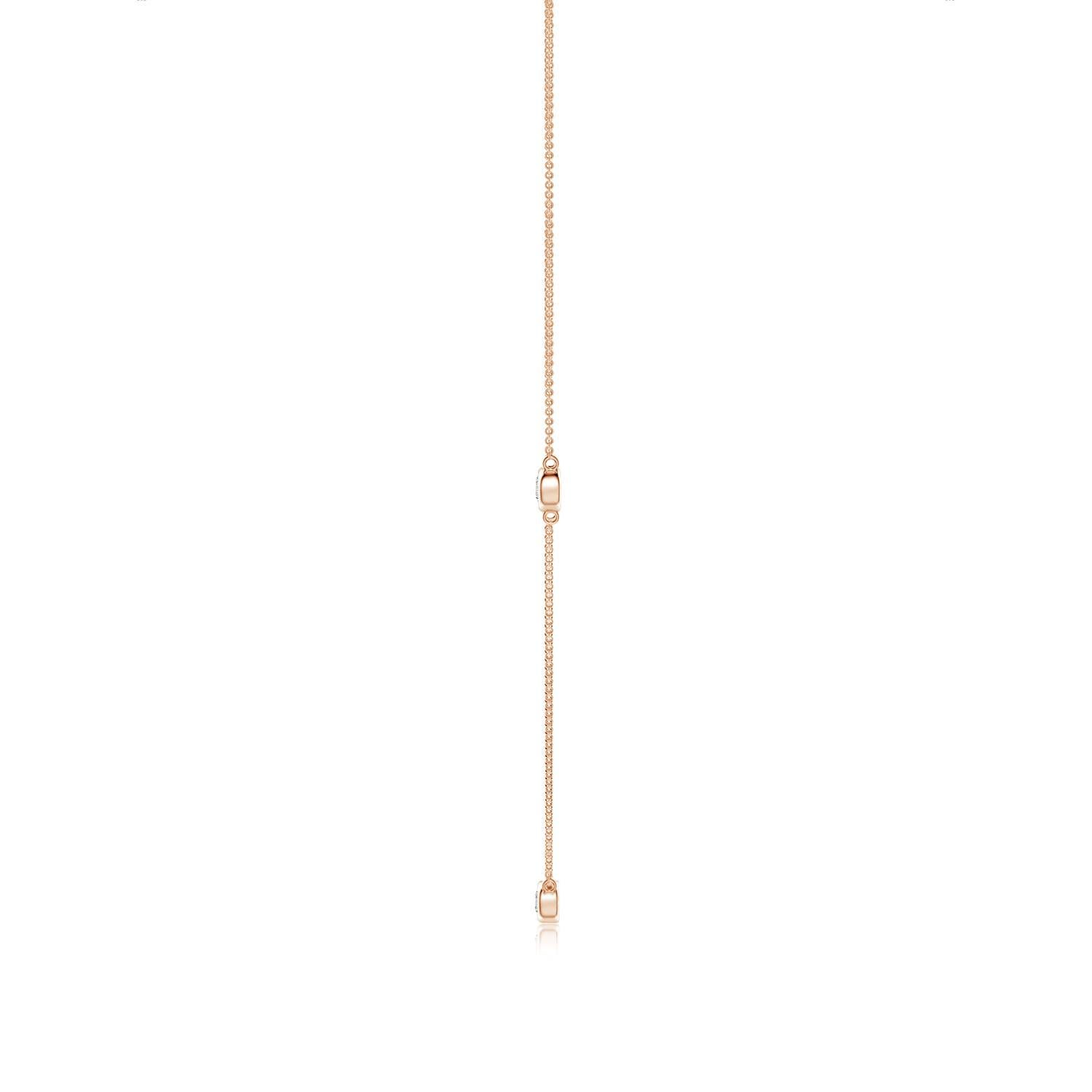 Moderno Collana a catena con diamanti rotondi incastonati Nature di Angara in oro rosa 14K in vendita