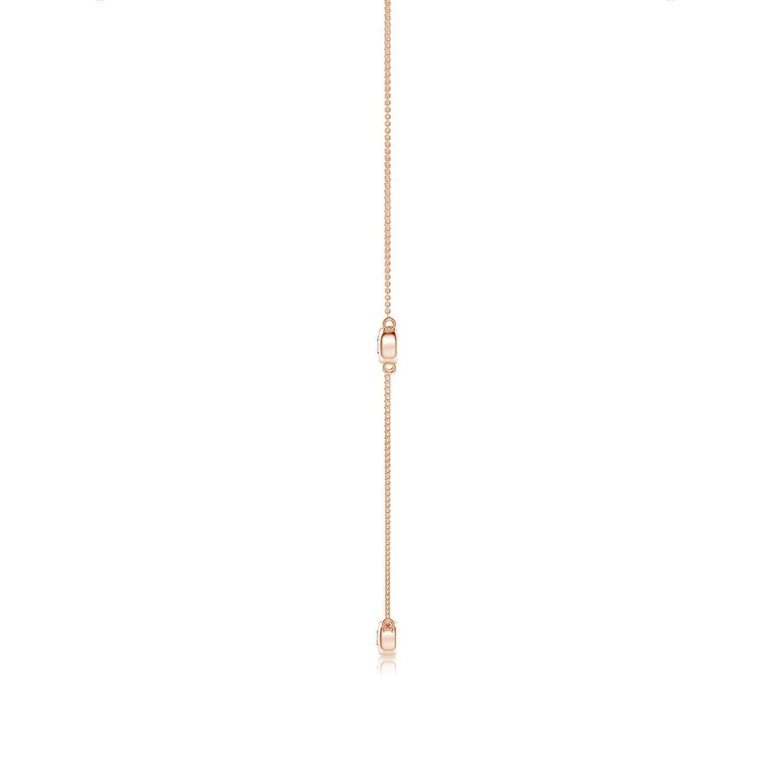 Moderno Collana a catena con diamanti rotondi incastonati Nature di Angara in oro rosa 14K in vendita