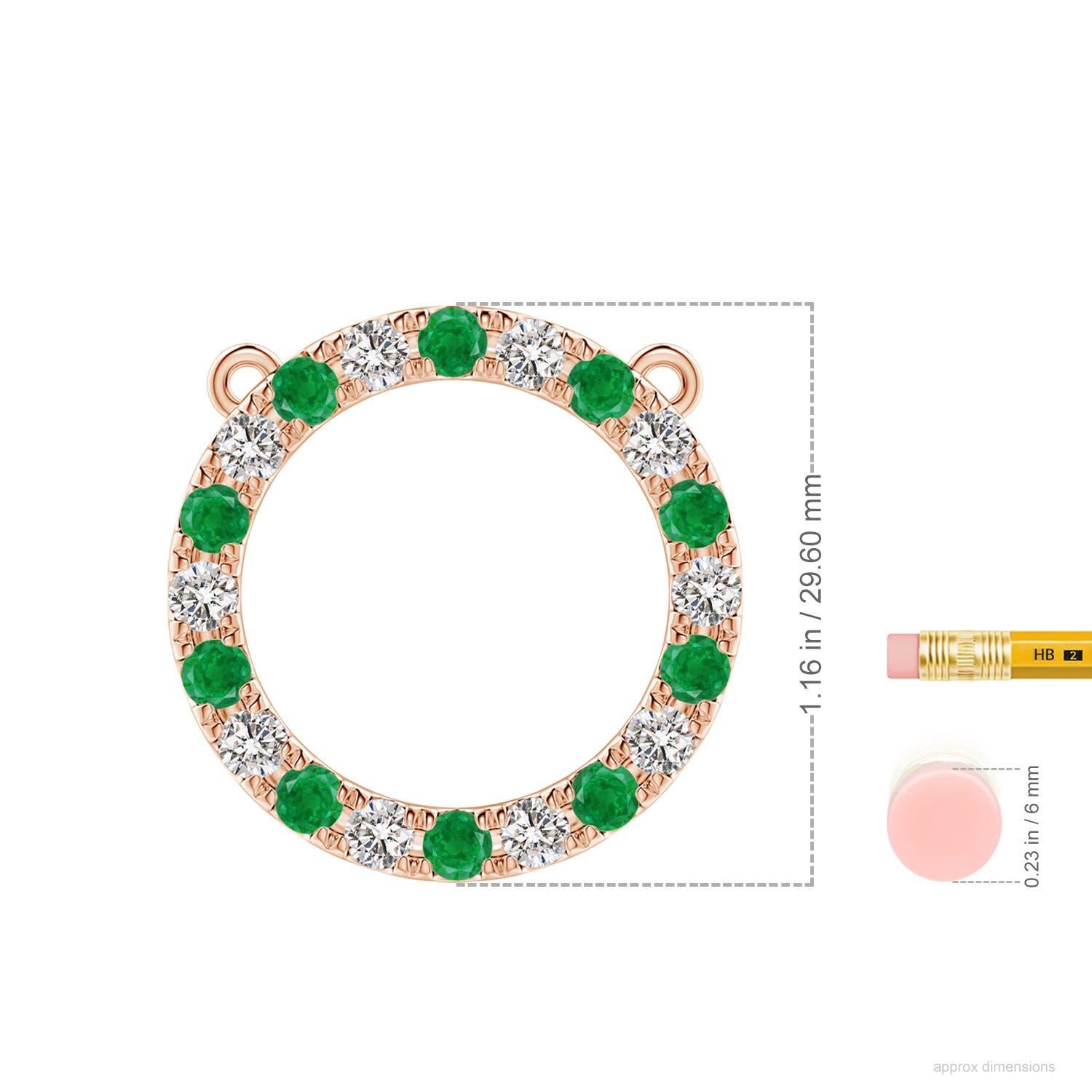 Taille ronde Angara Pendentif éternité en or rose 14K avec émeraude et diamant de 1,5 ct naturel en vente