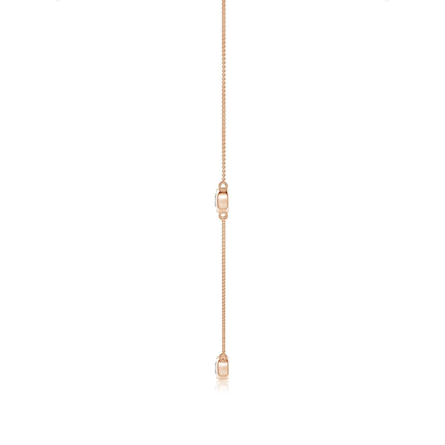 Moderno Collana a catena con diamanti rotondi incastonati Nature di Angara in oro rosa 14K in vendita