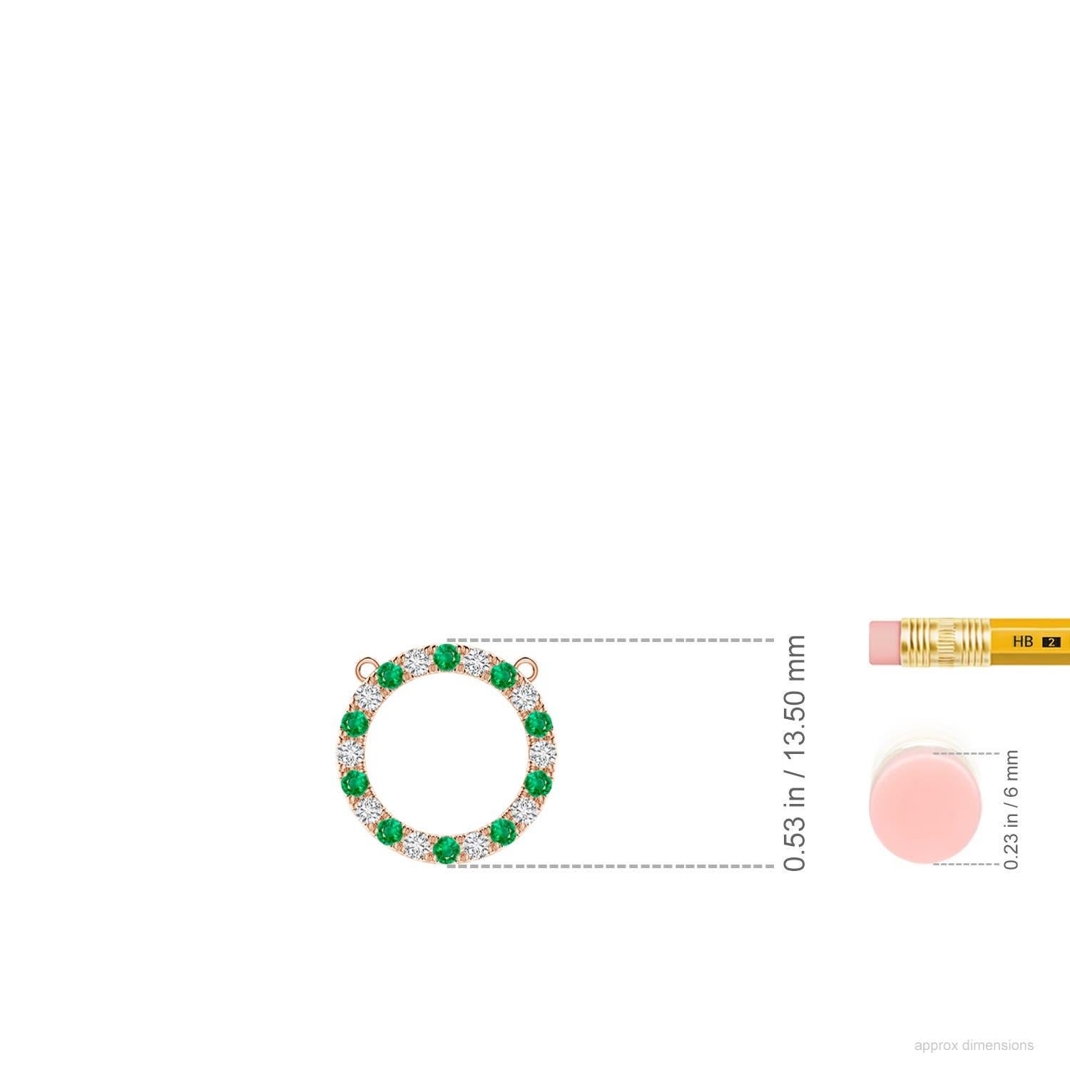 Taglio rotondo Ciondolo a cerchio per l'eternità con smeraldo naturale e diamante Angara in oro rosa 14K in vendita