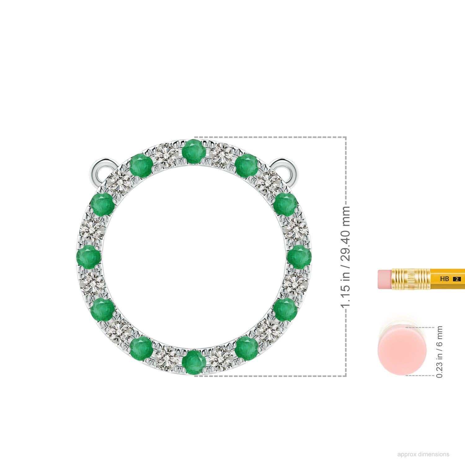 Taille ronde Angara Pendentif éternité en or blanc 14K avec émeraudes et diamants naturels de 1,2 ct en vente