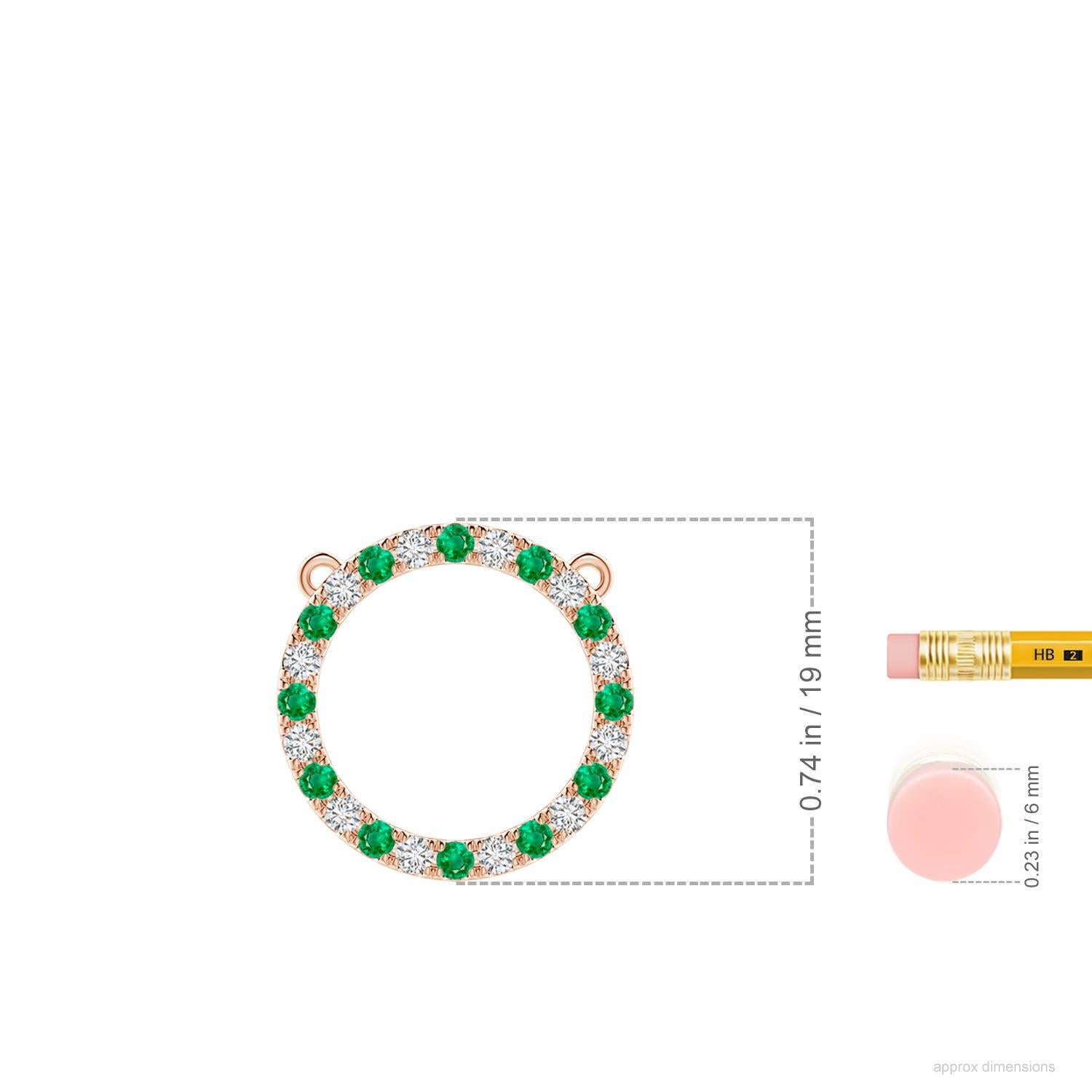 Taglio rotondo Ciondolo a cerchio per l'eternità con smeraldo naturale e diamante Angara in oro rosa 14K in vendita