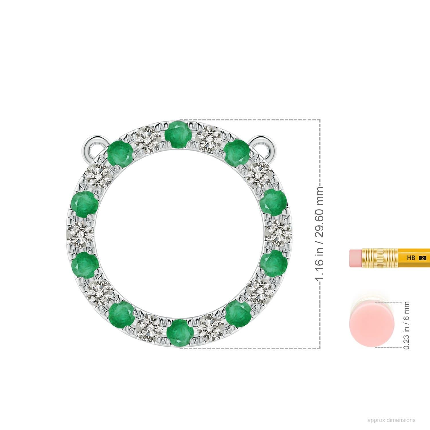 Taille ronde Angara Pendentif éternité en or blanc 14K avec émeraudes et diamants naturels de 1,5 ct en vente