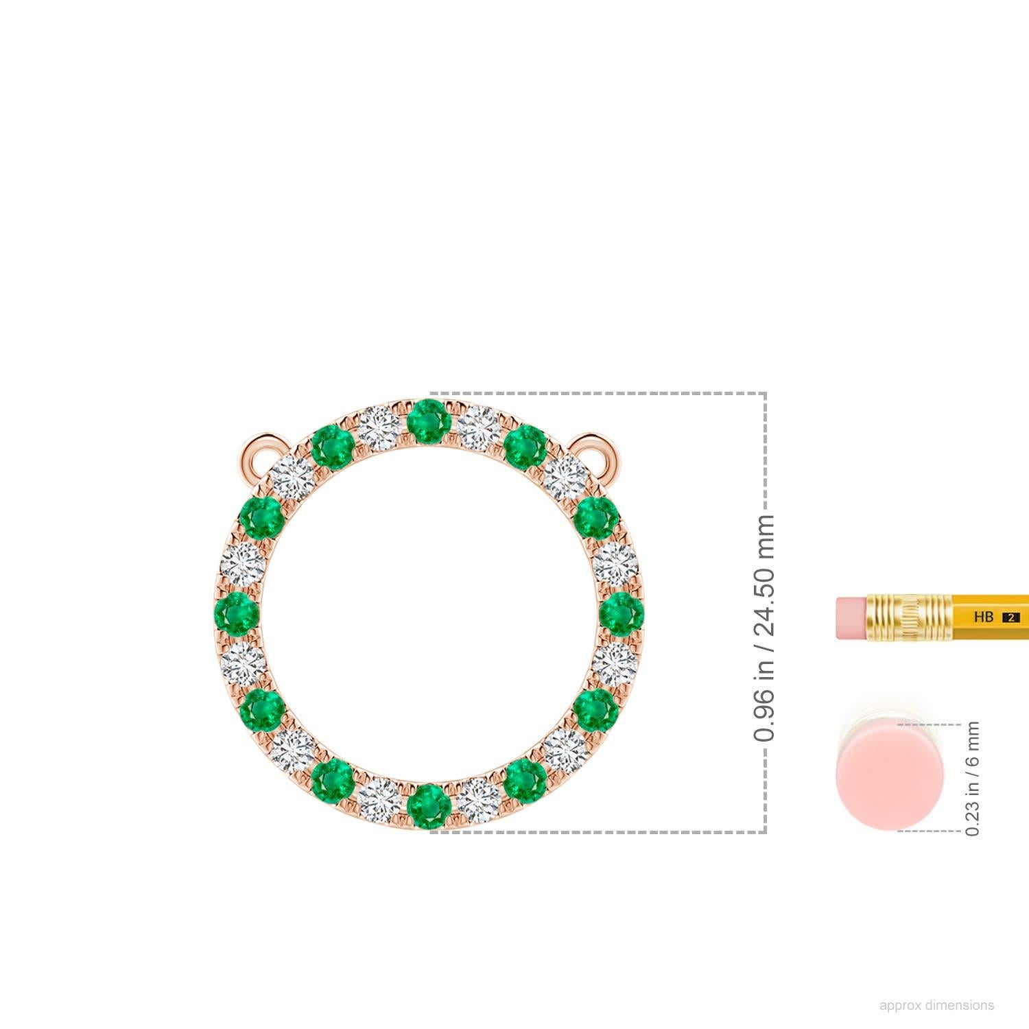 Taglio rotondo Ciondolo a cerchio per l'eternità con smeraldo naturale e diamante Angara in oro rosa 14K in vendita
