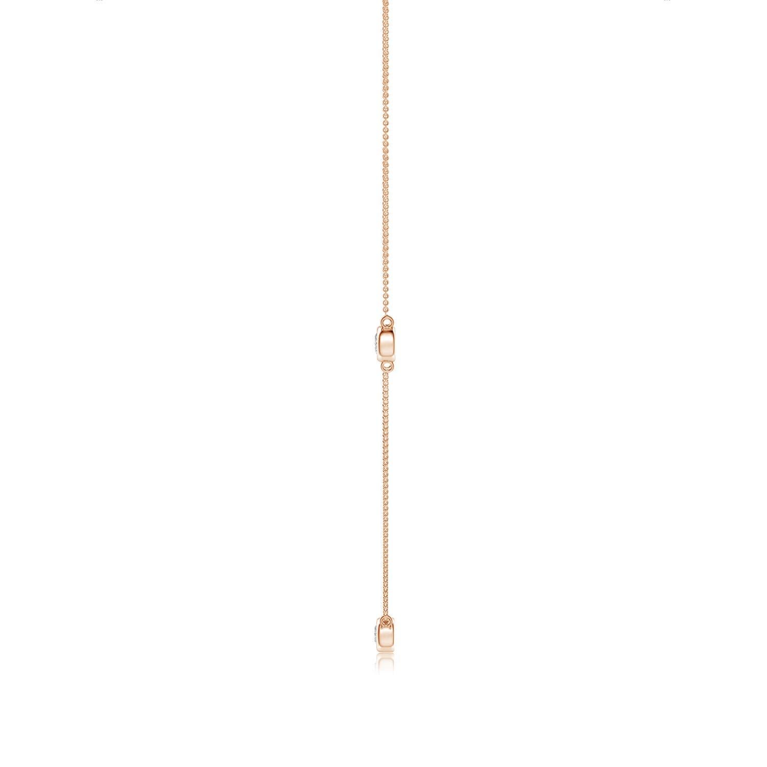 Moderno Collana a catena con diamanti rotondi incastonati Nature di Angara in oro rosa 14K in vendita