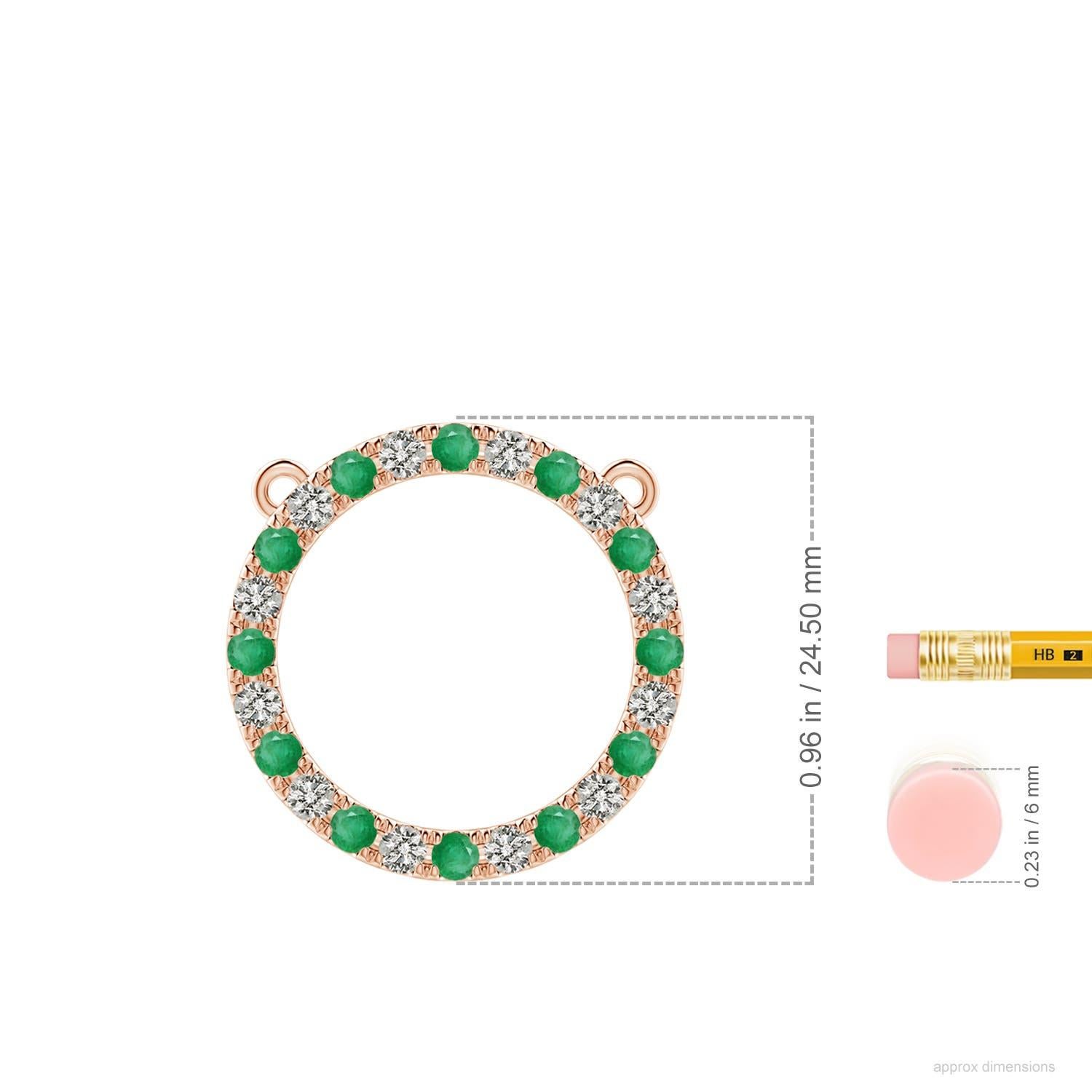 Taglio rotondo Ciondolo a cerchio per l'eternità con smeraldo naturale e diamante Angara in oro rosa 14K in vendita
