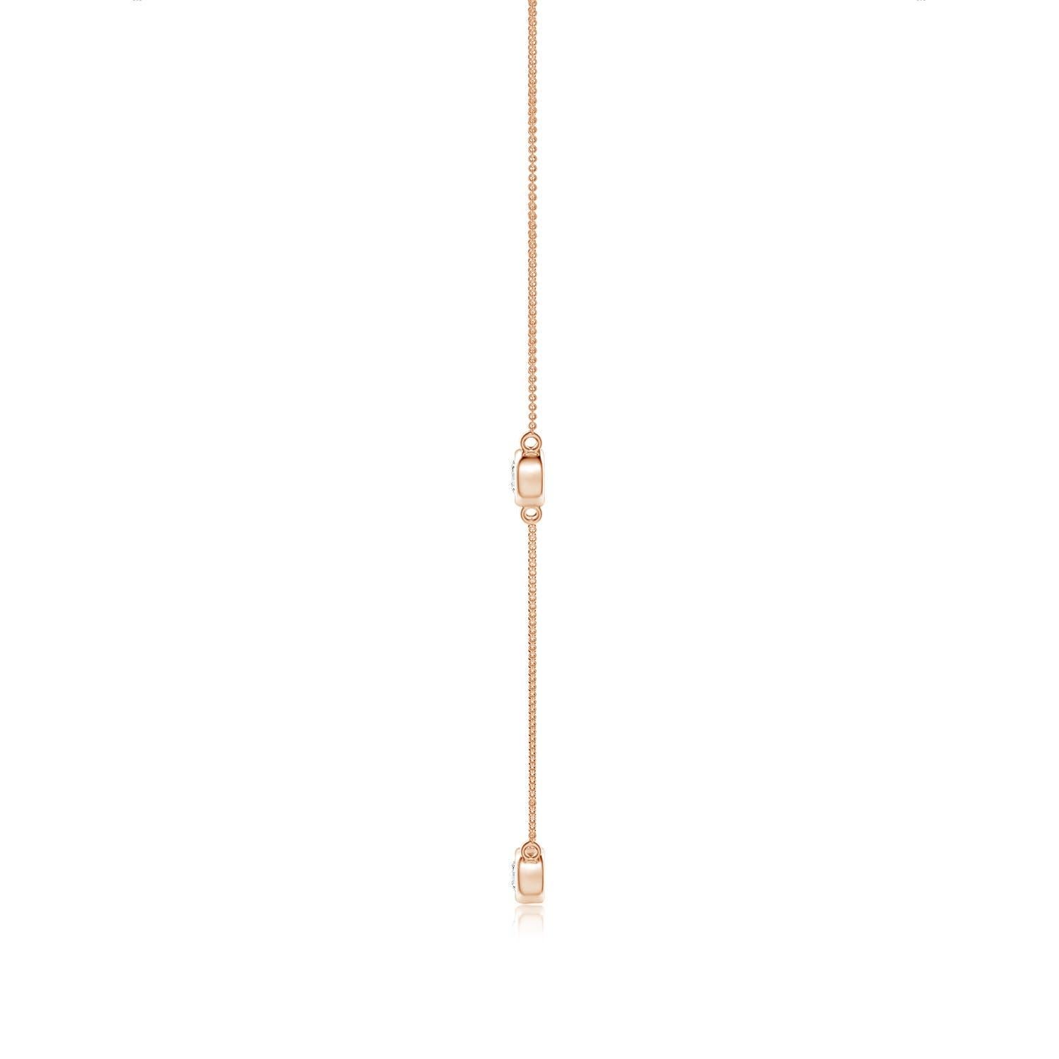Moderno Collana a catena con diamanti rotondi incastonati Nature di Angara in oro rosa 14K in vendita