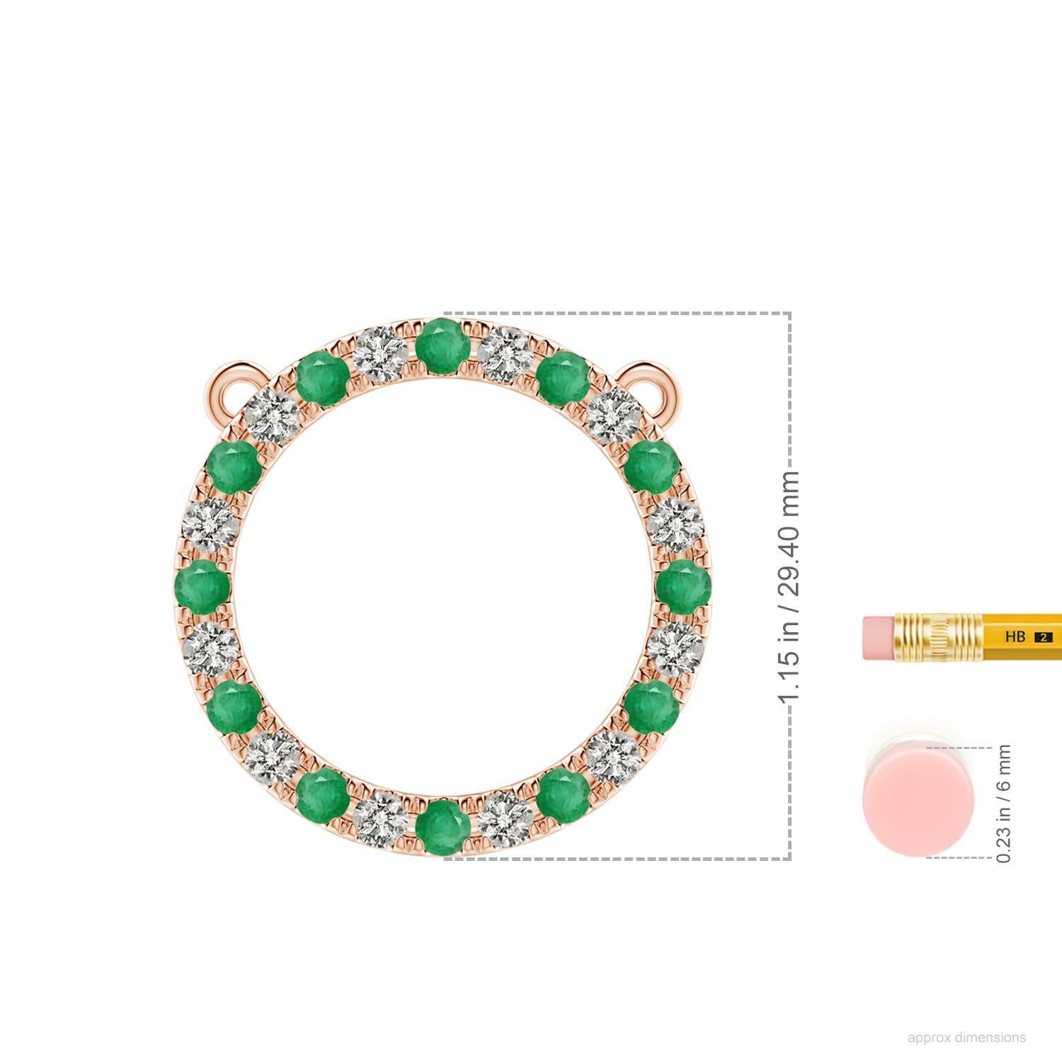 Moderne Angara Pendentif éternité en or rose 14K avec émeraude et diamant de 1,2 ct naturel en vente