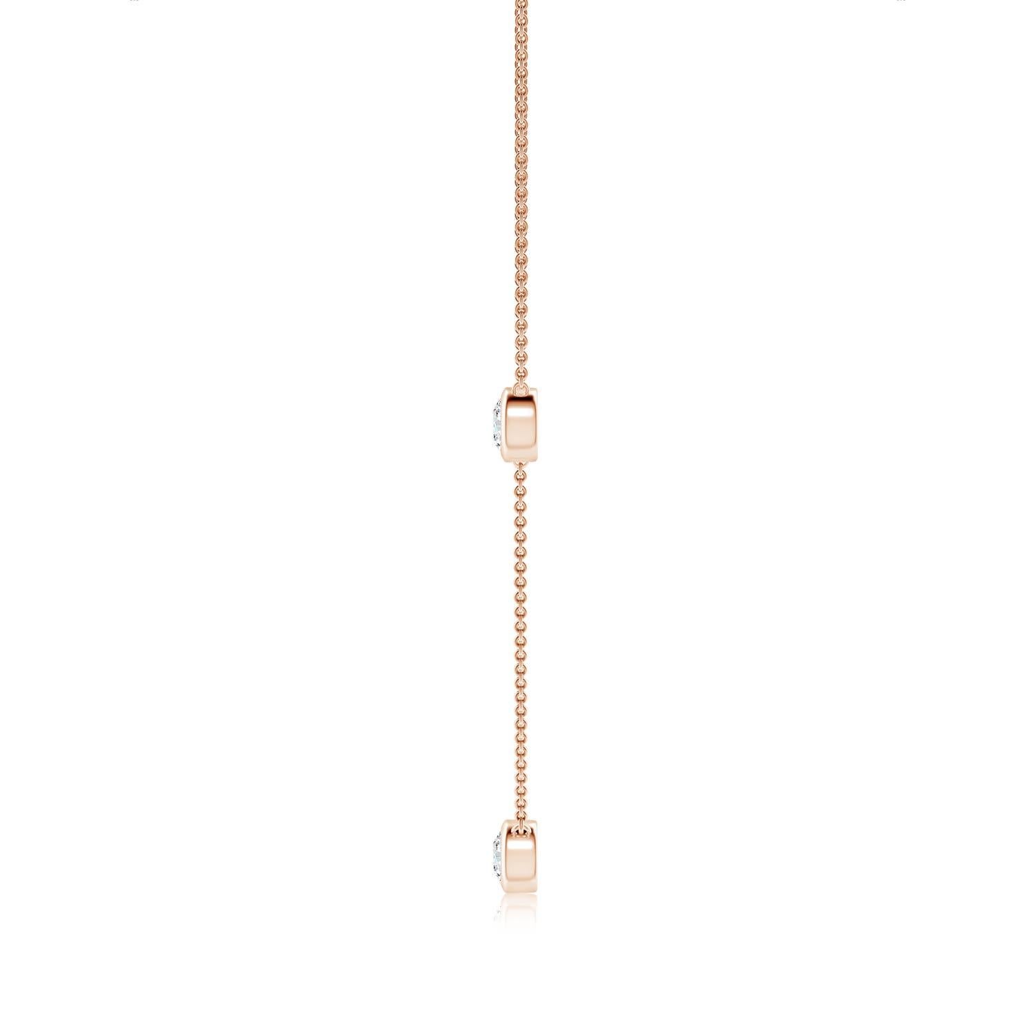 Moderno Collana con catena di diamanti Angara Nature con castone rotondo da 1,5 carati in oro rosa 14 carati in vendita