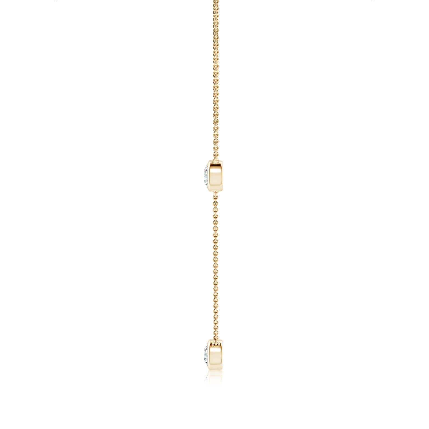 Moderno Collana con catena di diamanti Angara Nature con castone rotondo da 1,5 carati in oro giallo 14 carati in vendita