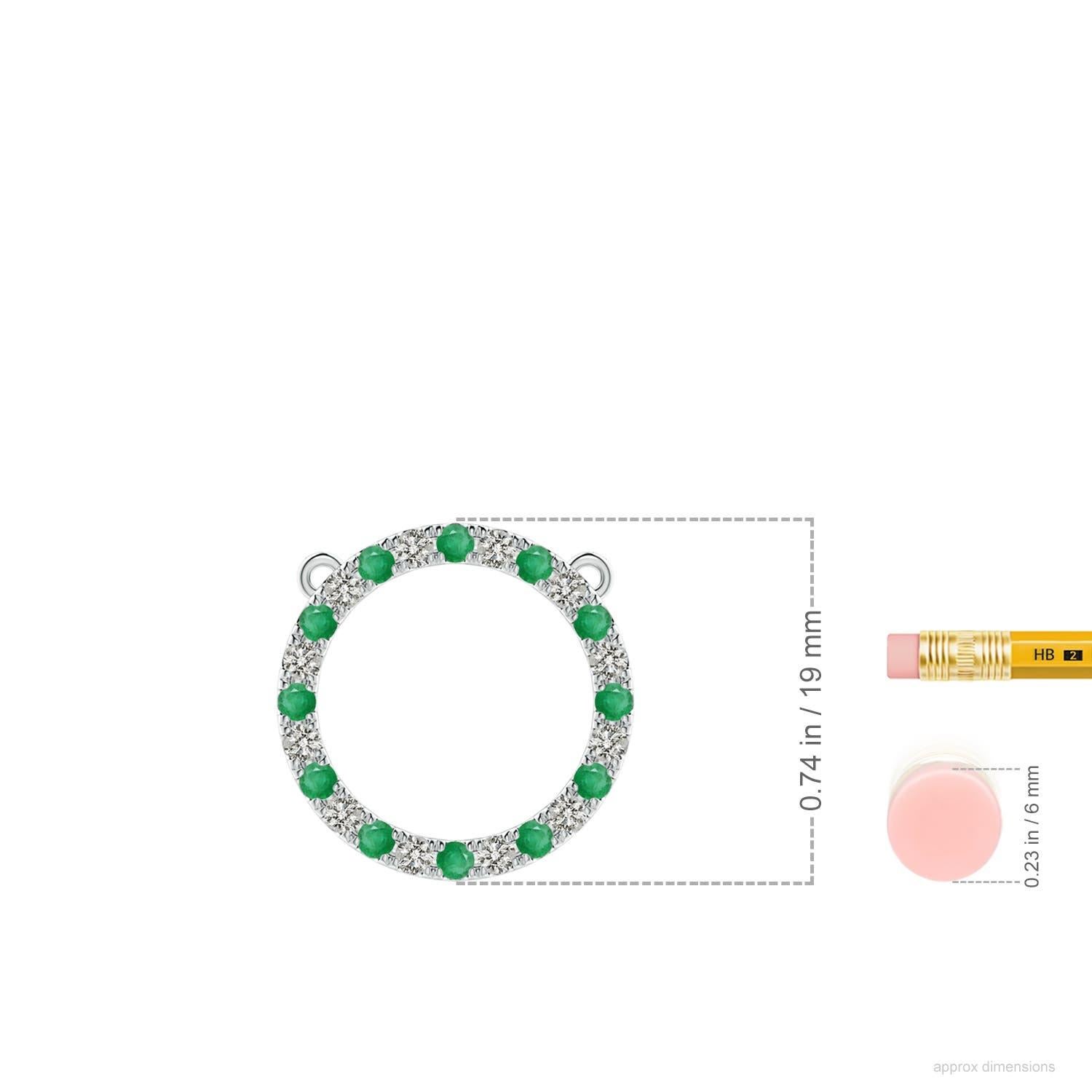 Taille ronde Pendentif d'éternité en forme de cercle ouvert en platine avec émeraude naturelle et diamant Angara en vente