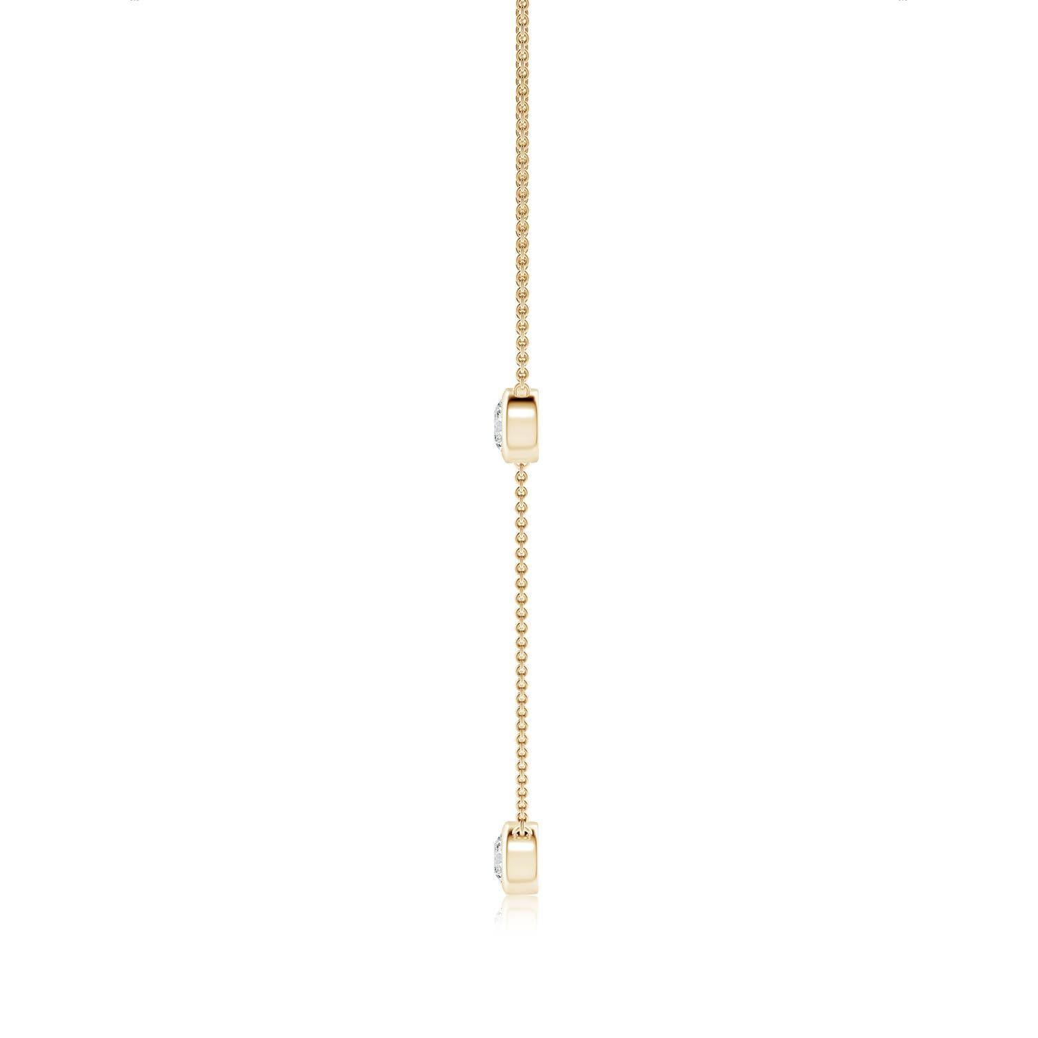 Moderno Collana con catena di diamanti Angara Nature con castone rotondo da 1,5 carati in oro giallo 14 carati in vendita