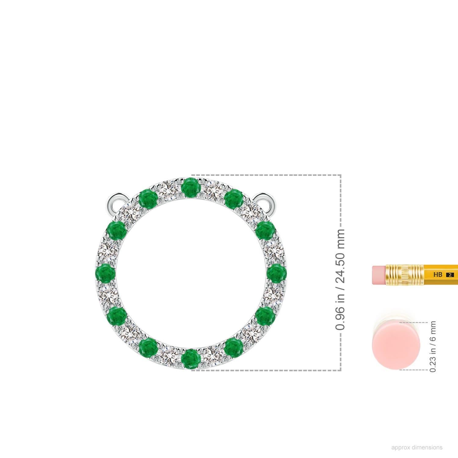 Angara Natürlicher Smaragd und Diamant Kreis Eternity Anhänger in 14K Weißgold (Rundschliff) im Angebot