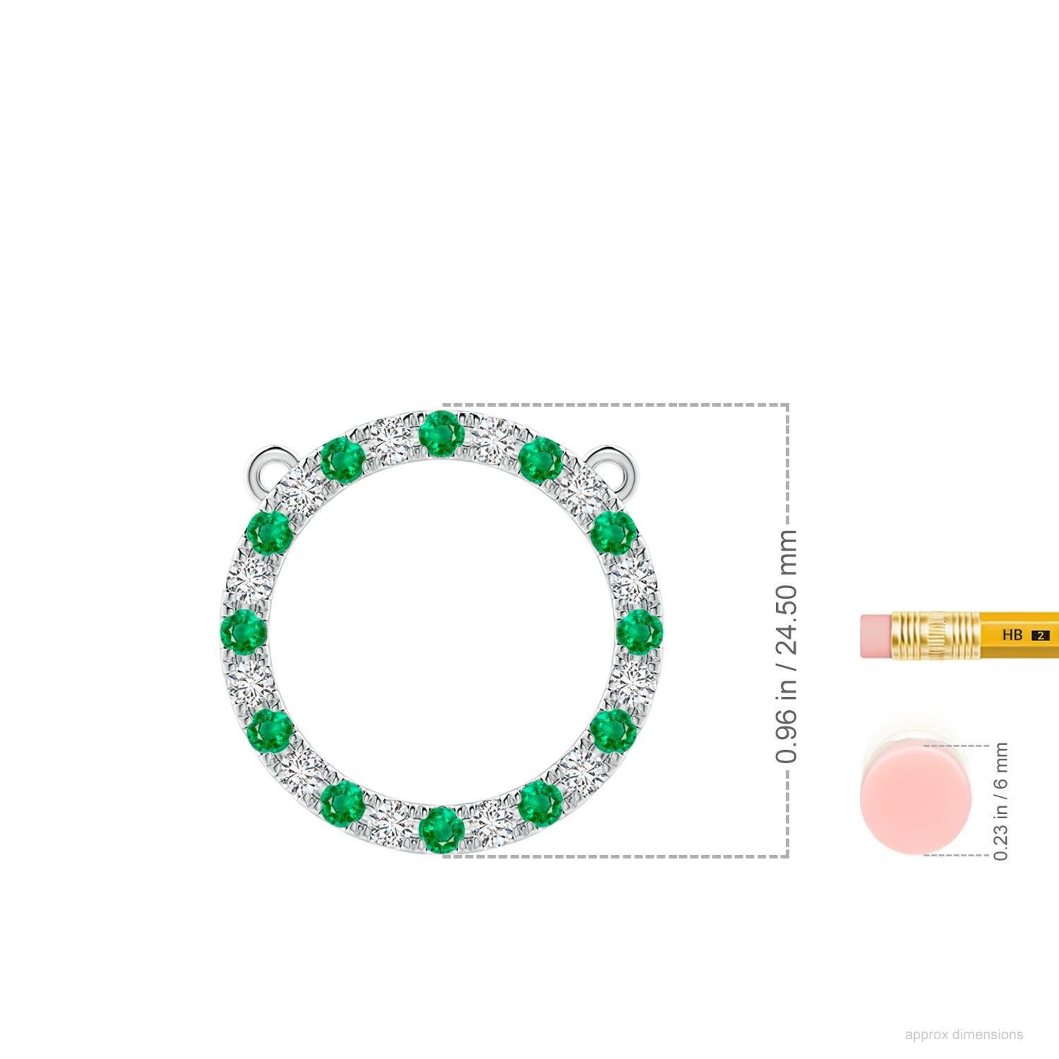 Angara Natürlicher Smaragd und Diamant Kreis Eternity Anhänger in 14K Weißgold (Rundschliff) im Angebot