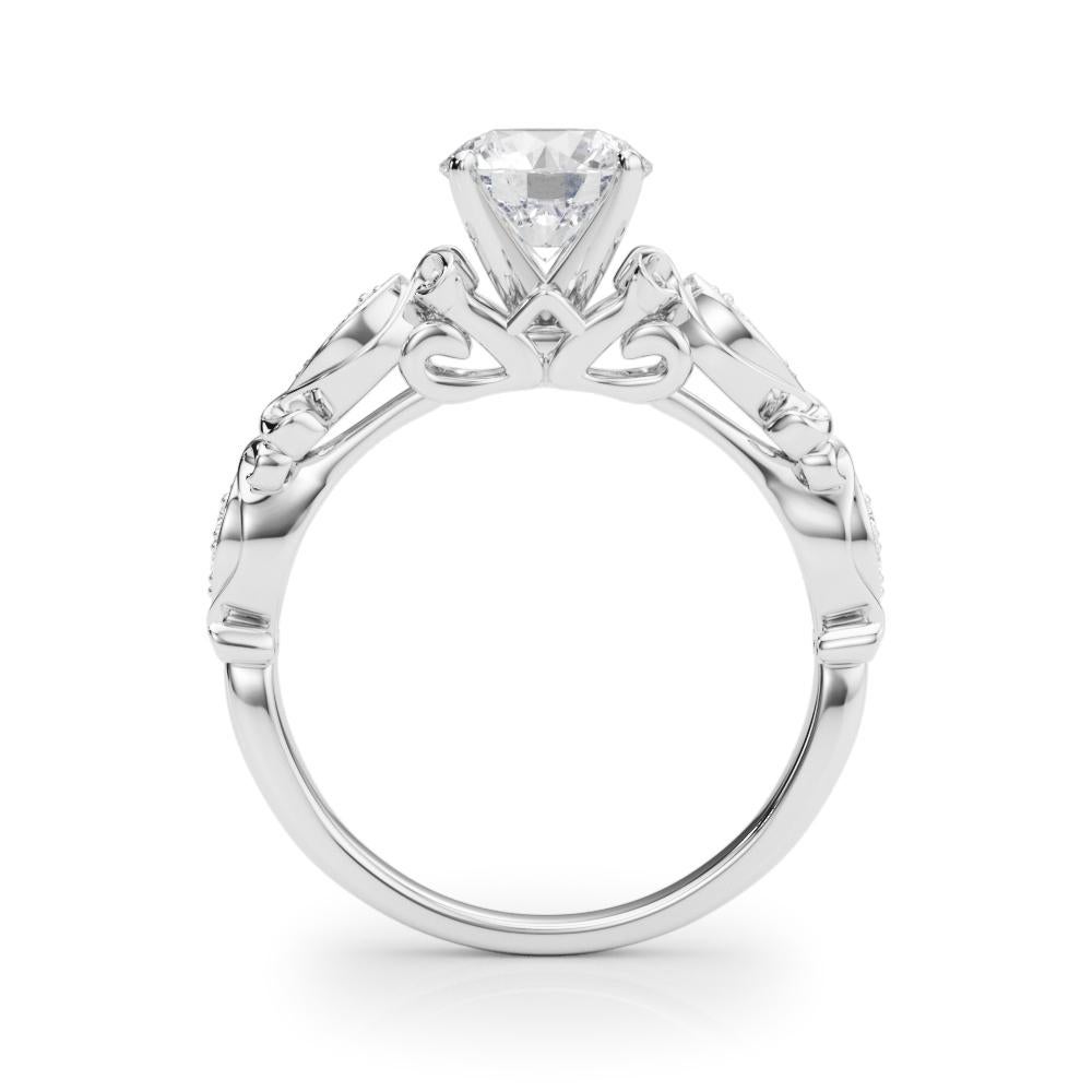 GIA 3,05 Karat Runde Vintage Scrolling Ribbon 18K Weißgold Diamantring (Rundschliff) im Angebot