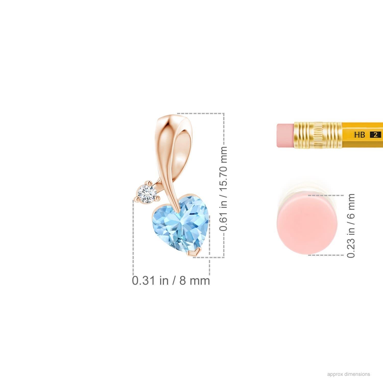 Taille cœur Angara Pendentif aigue-marine en forme de coeur avec diamant en or rose 14K en vente