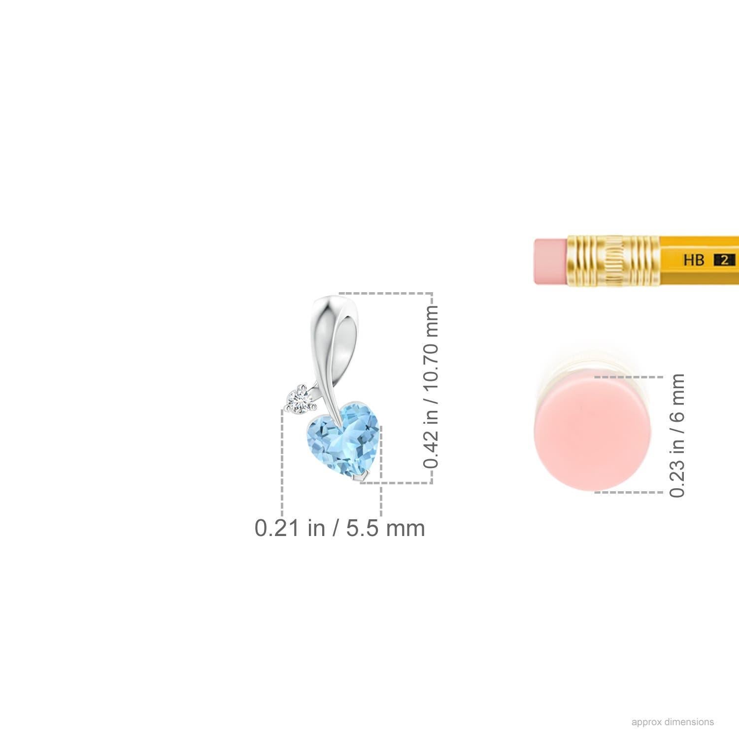 Cuore Ciondolo Angara con acquamarina naturale a forma di cuore e diamante in oro bianco 14 carati in vendita