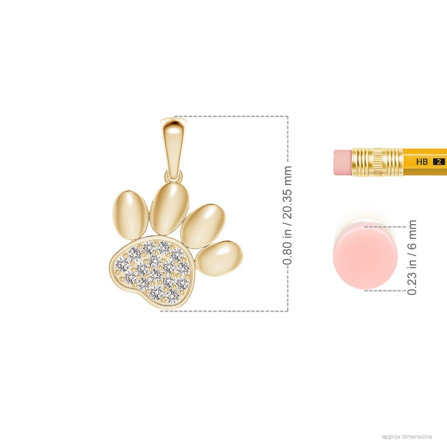 Taglio rotondo Ciondolo a forma di zampa con diamante incastonato di Angara Nature in oro giallo 14K per donna in vendita