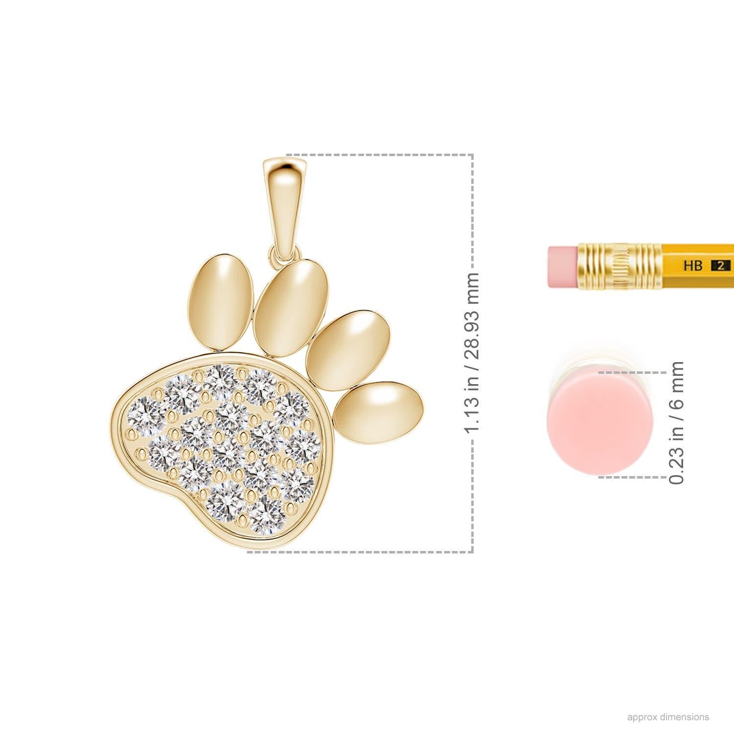 Taglio rotondo Ciondolo a forma di zampa con diamante incastonato di Angara Nature in oro giallo 14K per donna in vendita