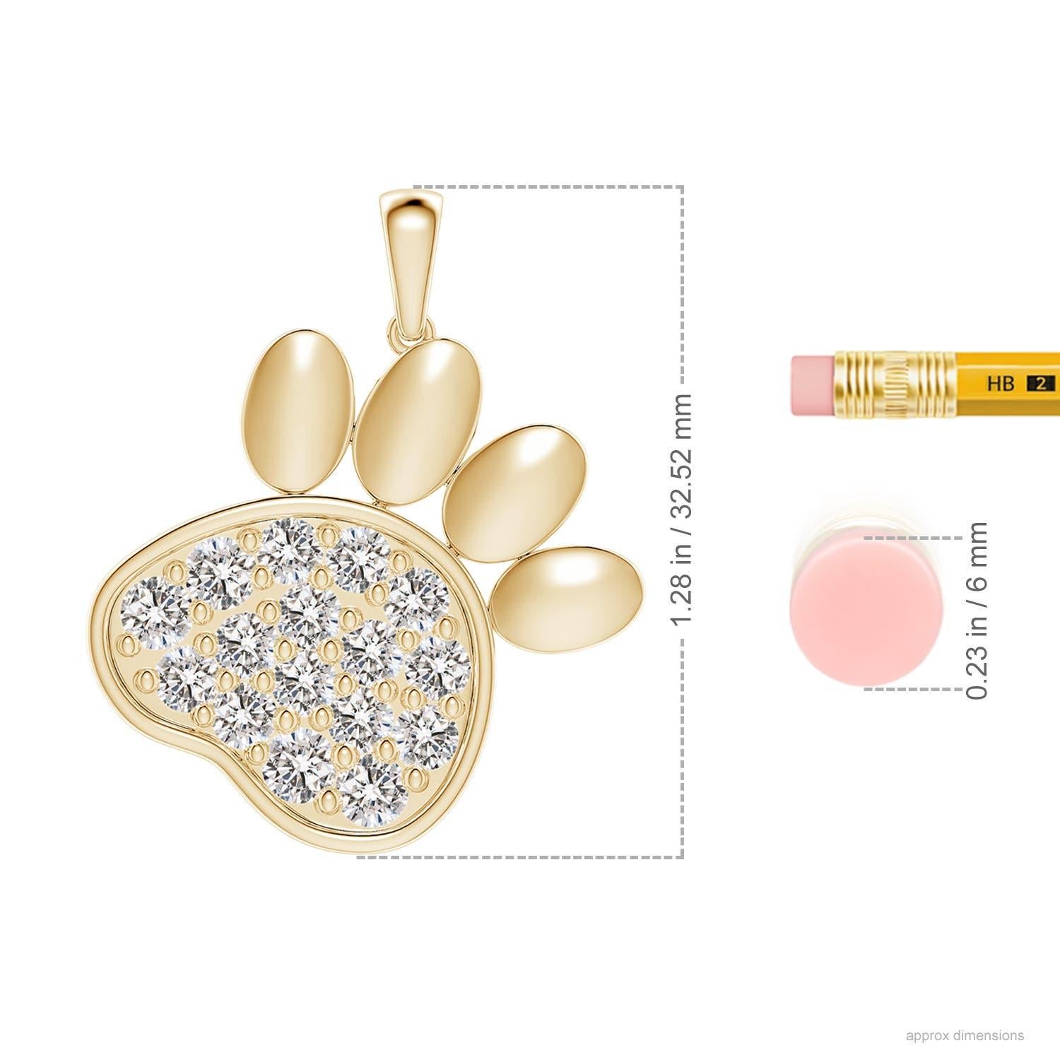 Taglio rotondo Ciondolo a forma di zampa con diamante incastonato di Angara Nature in oro giallo 14K per donna in vendita