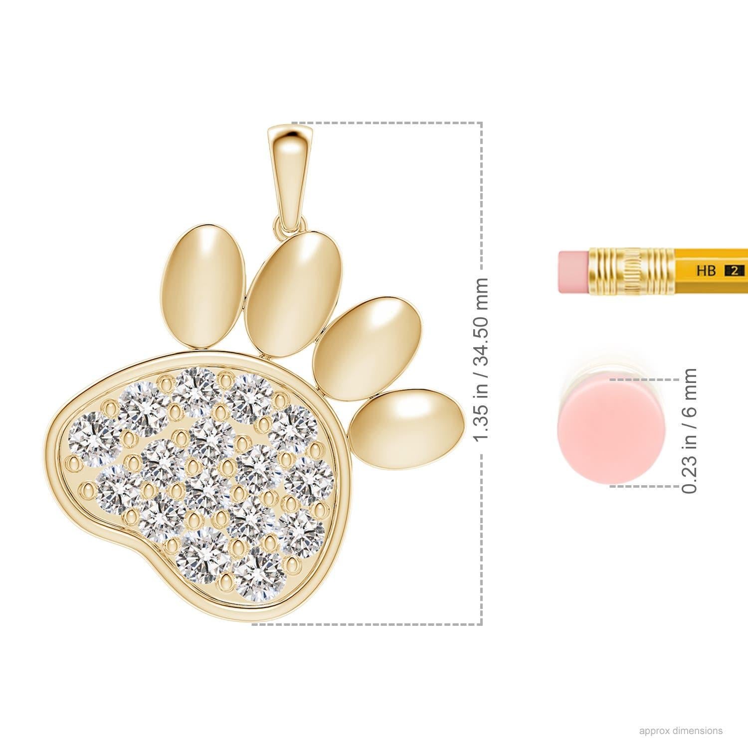Taglio rotondo Ciondolo a forma di zampa con diamante incastonato di Angara Nature in oro giallo 14K per donna in vendita