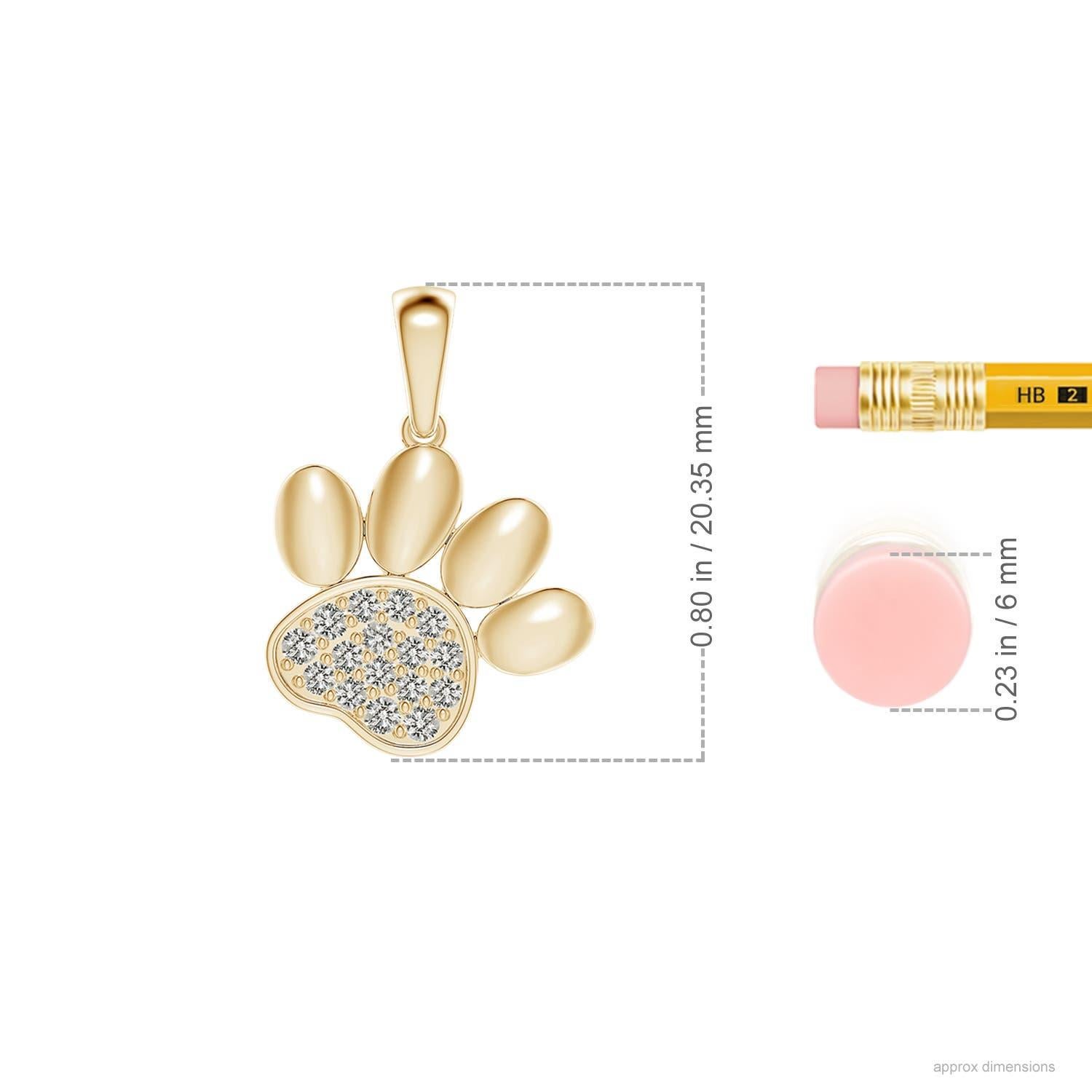 Taglio rotondo Ciondolo a forma di zampa con diamante incastonato di Angara Nature in oro giallo 14K per donna in vendita