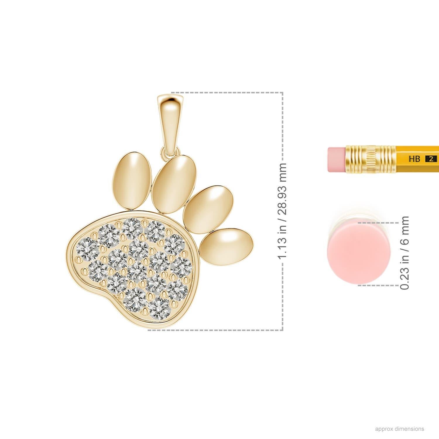 Taglio rotondo Ciondolo a forma di zampa con diamante incastonato di Angara Nature in oro giallo 14K per donna in vendita