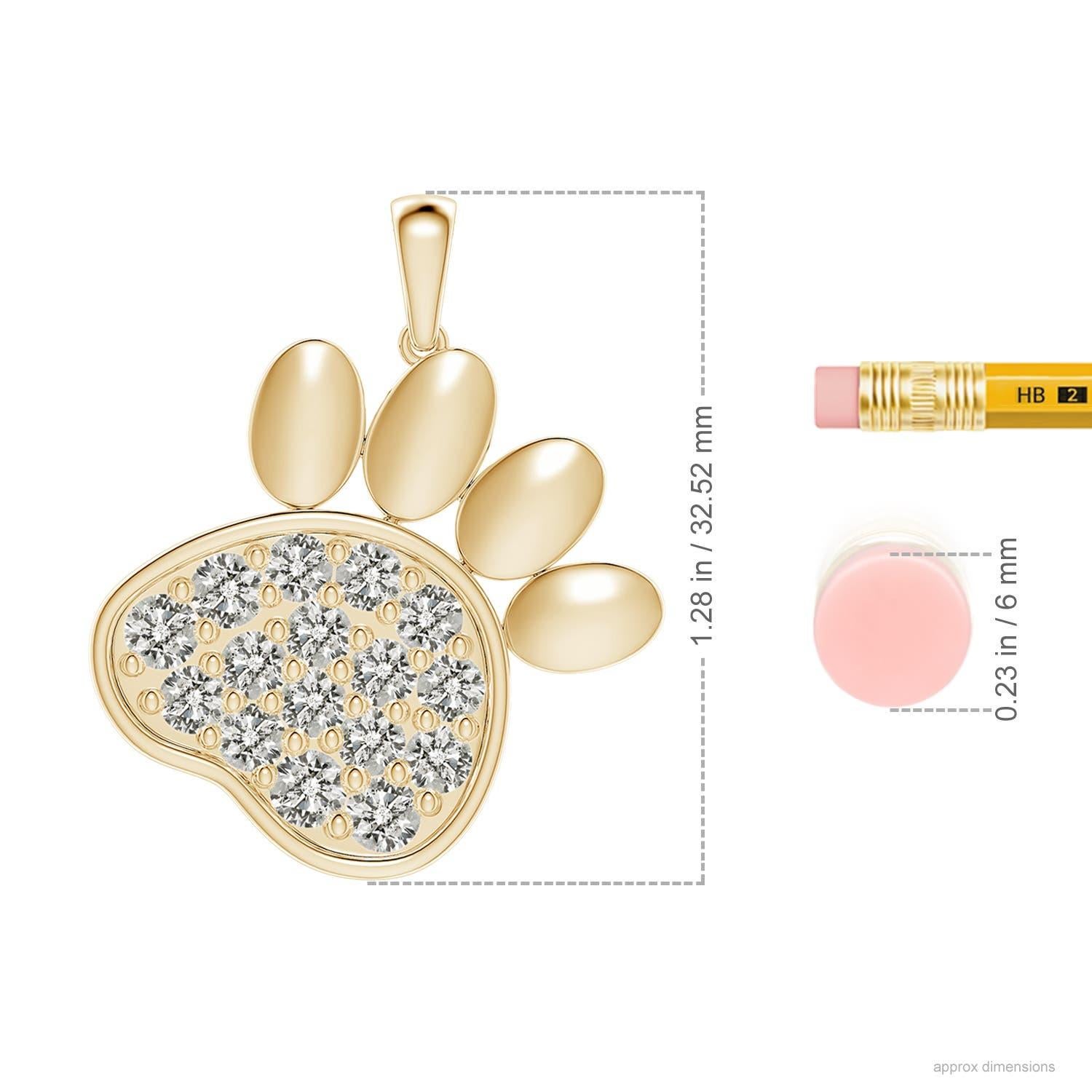 Taglio rotondo Ciondolo a forma di zampa con diamante incastonato di Angara Nature in oro giallo 14K per donna in vendita