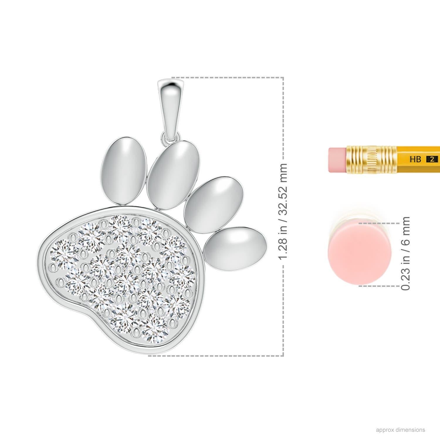 Taglio rotondo Ciondolo a forma di zampa con diamanti naturali incastonati di Angara in argento 925. in vendita