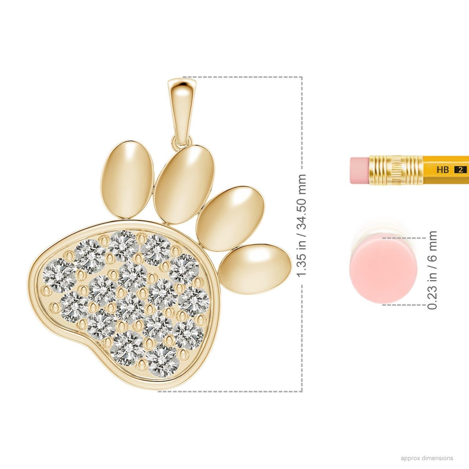 Taglio rotondo Ciondolo a forma di zampa con diamante incastonato di Angara Nature in oro giallo 14K per donna in vendita