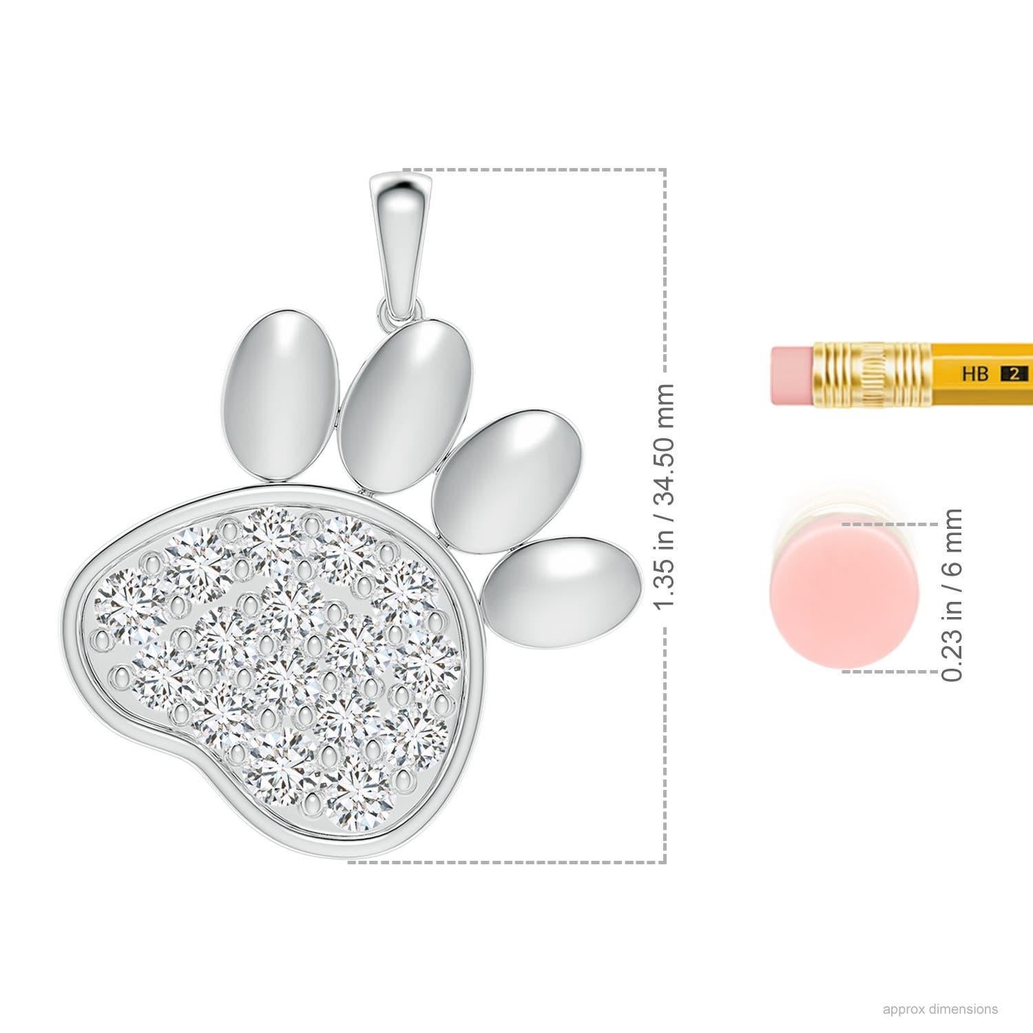 Taglio rotondo Ciondolo a forma di zampa con diamanti naturali incastonati di Angara in argento 925. in vendita