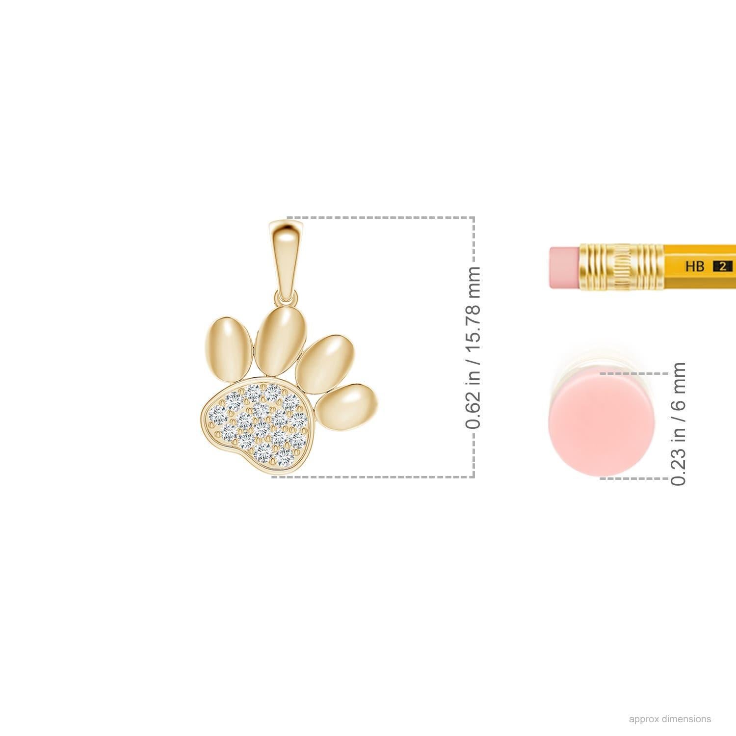 Taglio rotondo Ciondolo a forma di zampa con diamante incastonato di Angara Nature in oro giallo 14K per donna in vendita