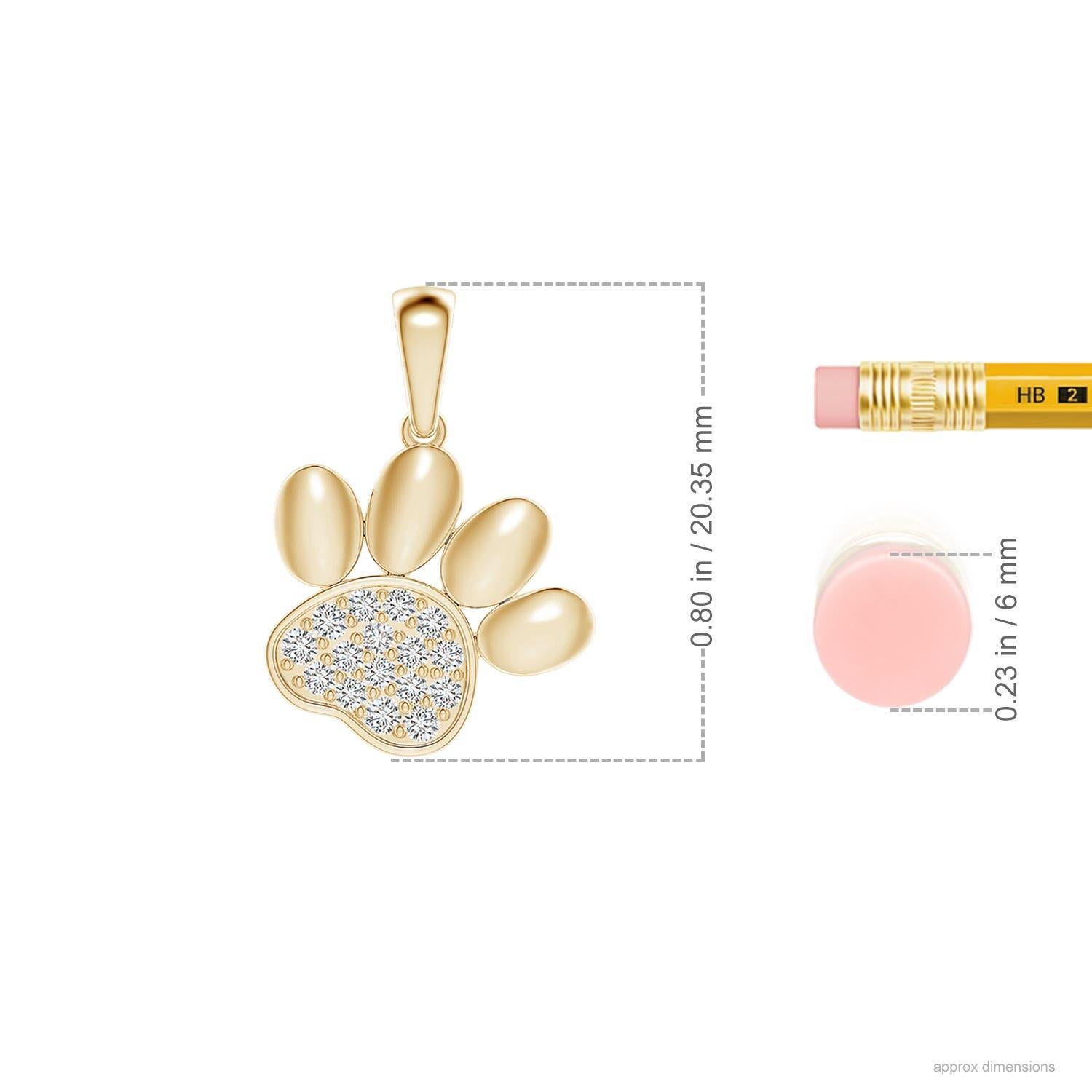 Taglio rotondo Ciondolo a forma di zampa con diamante incastonato di Angara Nature in oro giallo 14K per donna in vendita