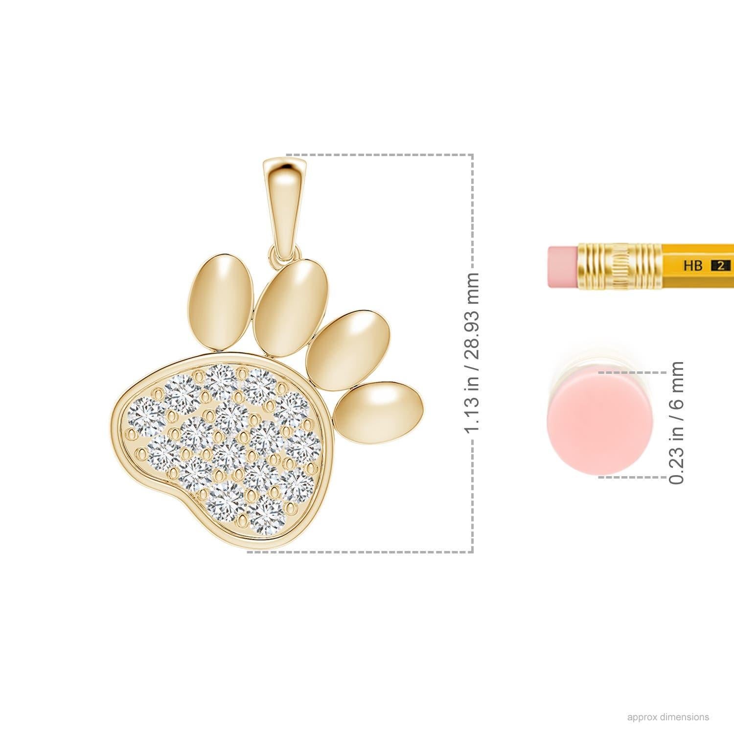 Taglio rotondo Ciondolo a forma di zampa con diamante incastonato di Angara Nature in oro giallo 14K per donna in vendita