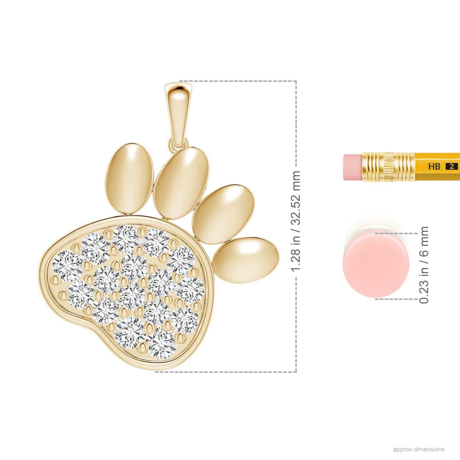 Taglio rotondo Ciondolo a forma di zampa con diamante incastonato di Angara Nature in oro giallo 14K per donna in vendita