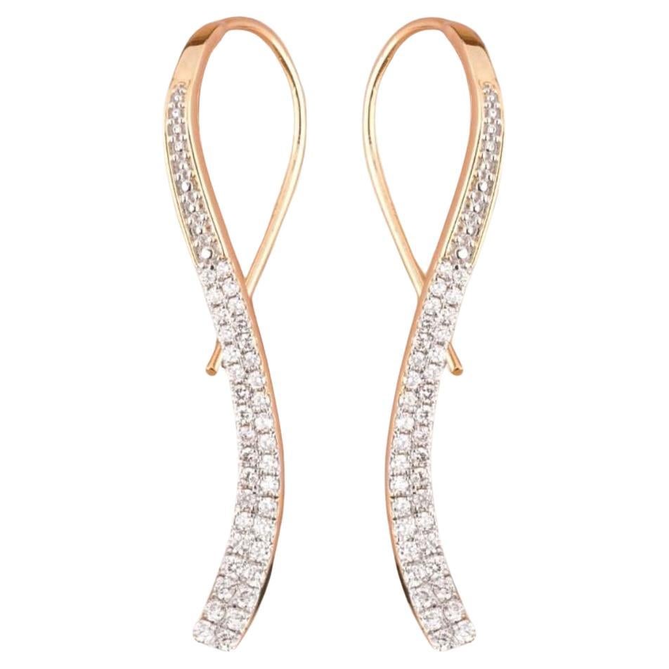 Diamant-Ohrringe aus 14k massivem Gold (zertifiziert) im Angebot