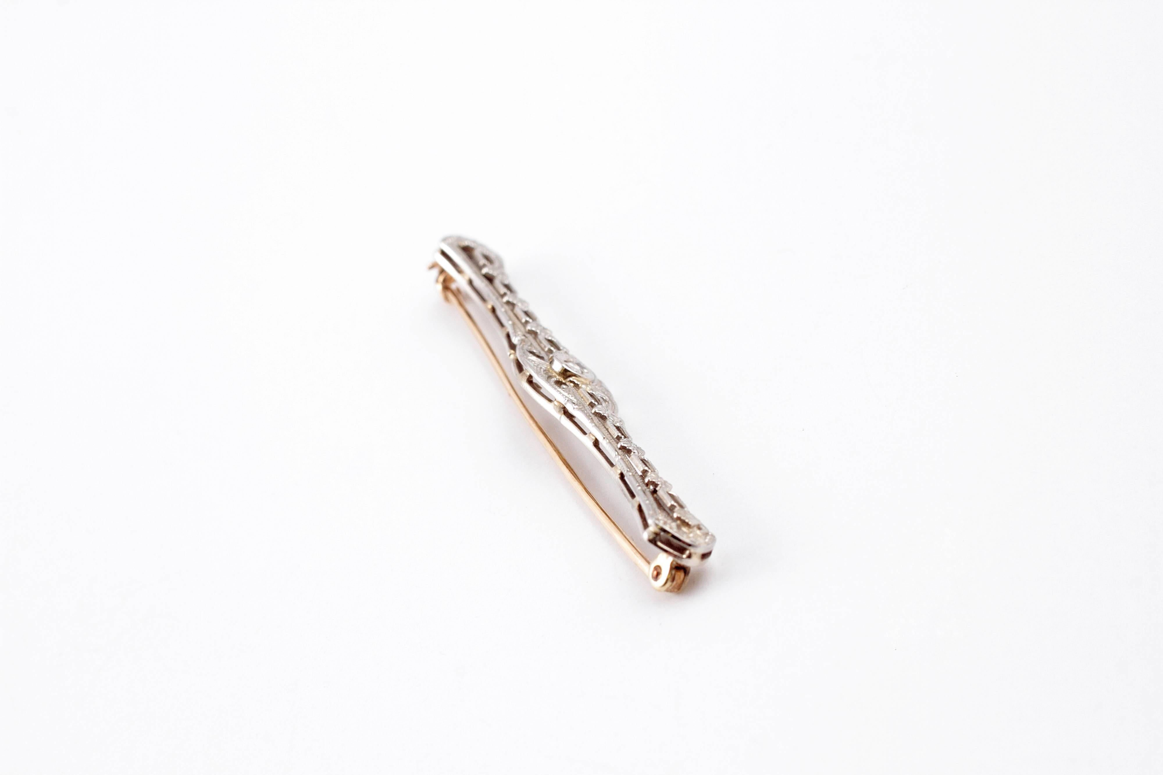 Women's Diamond Bar Pin Yellow White Gold