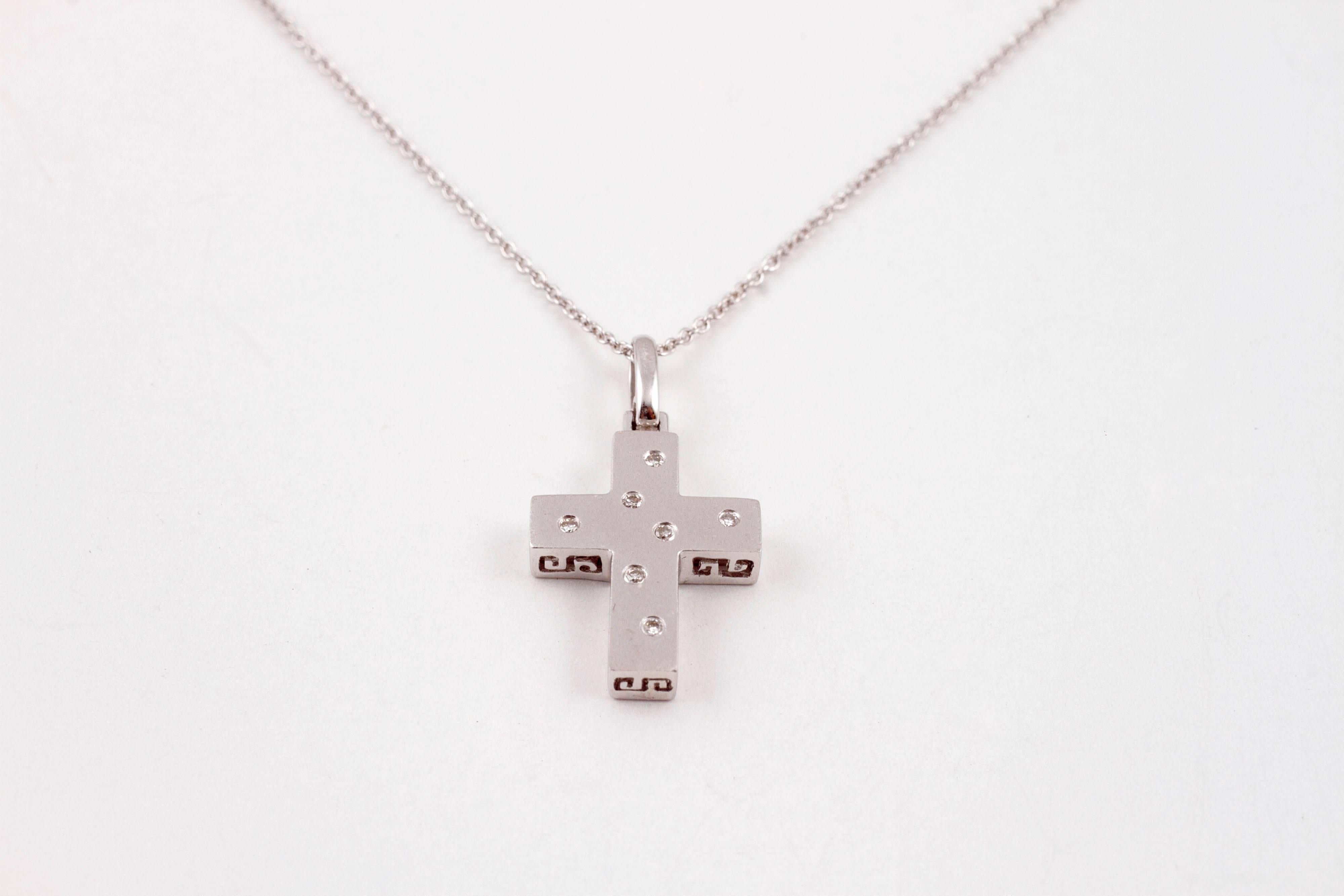 Women's or Men's Diamond White Gold Cross Necklace
