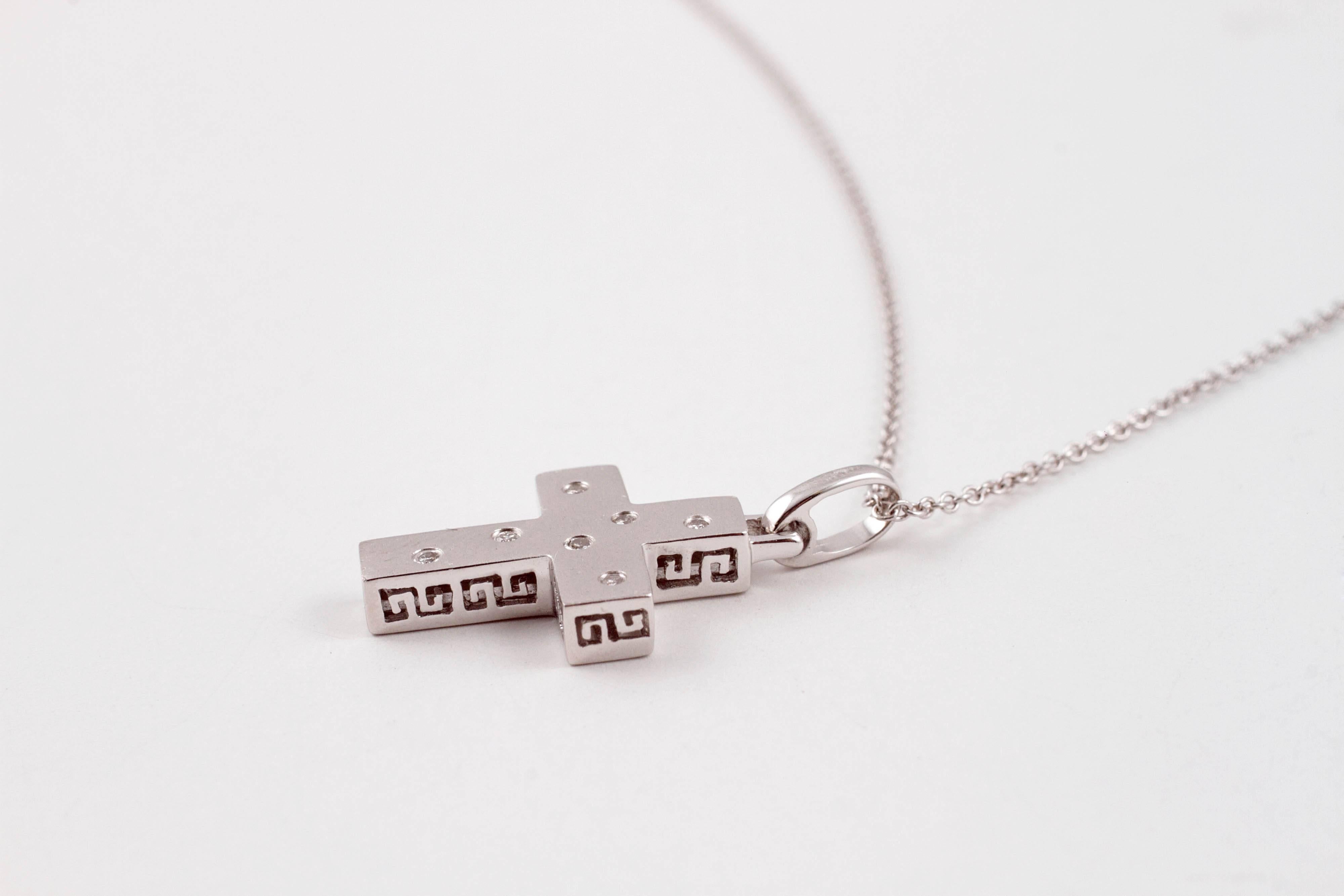 Diamond White Gold Cross Necklace 3