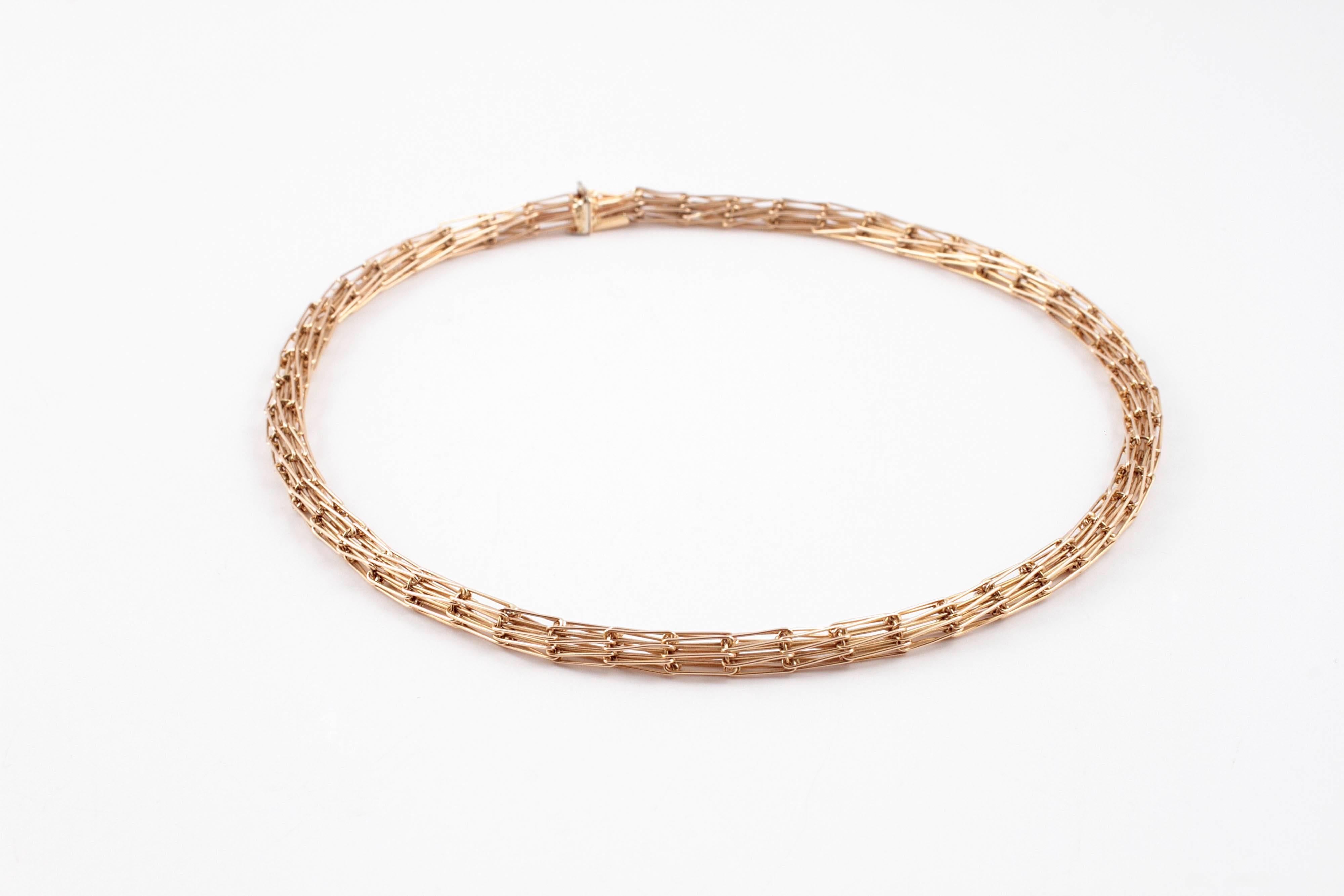 Women's or Men's Yellow Gold Tube Necklace