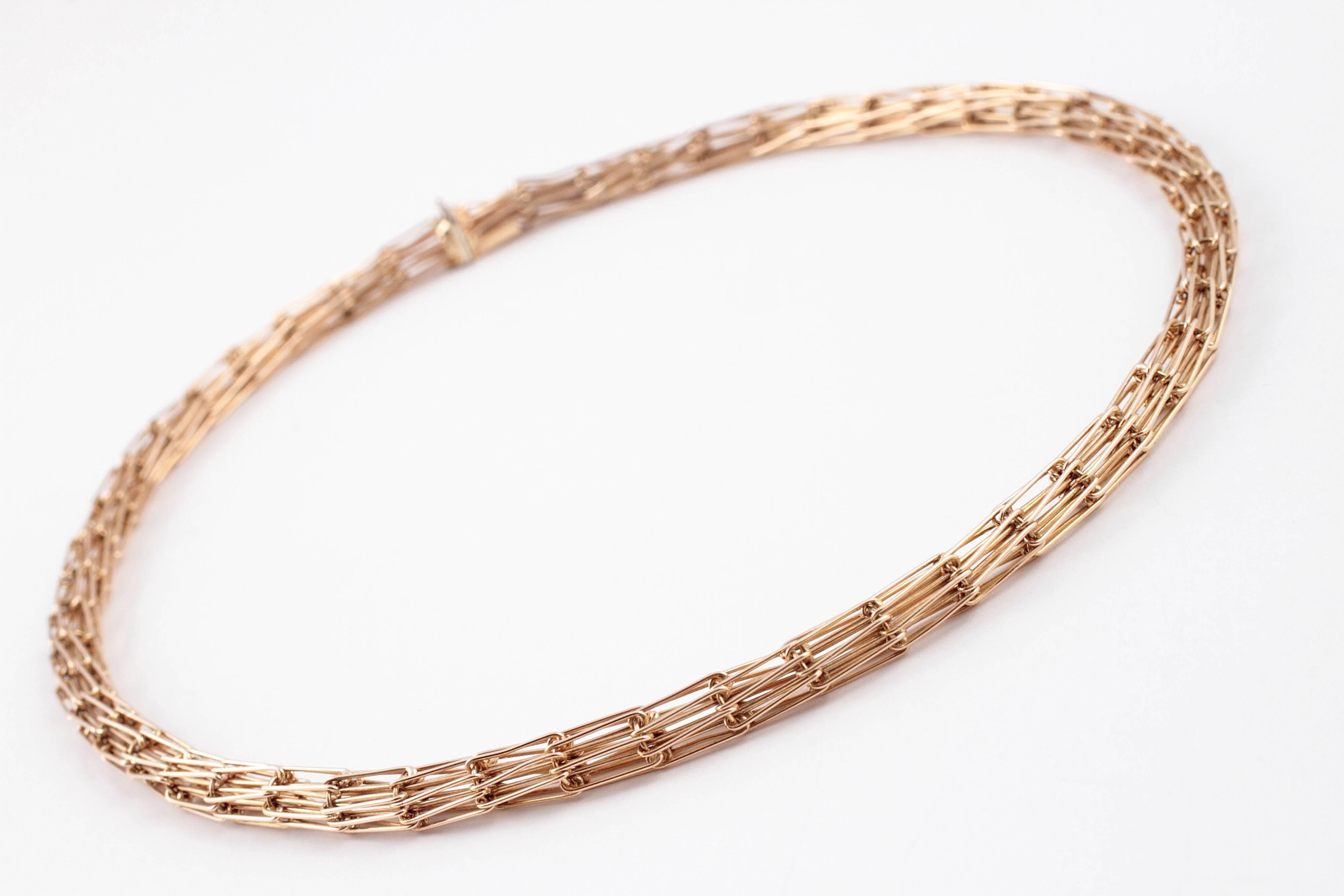 Yellow Gold Tube Necklace 1