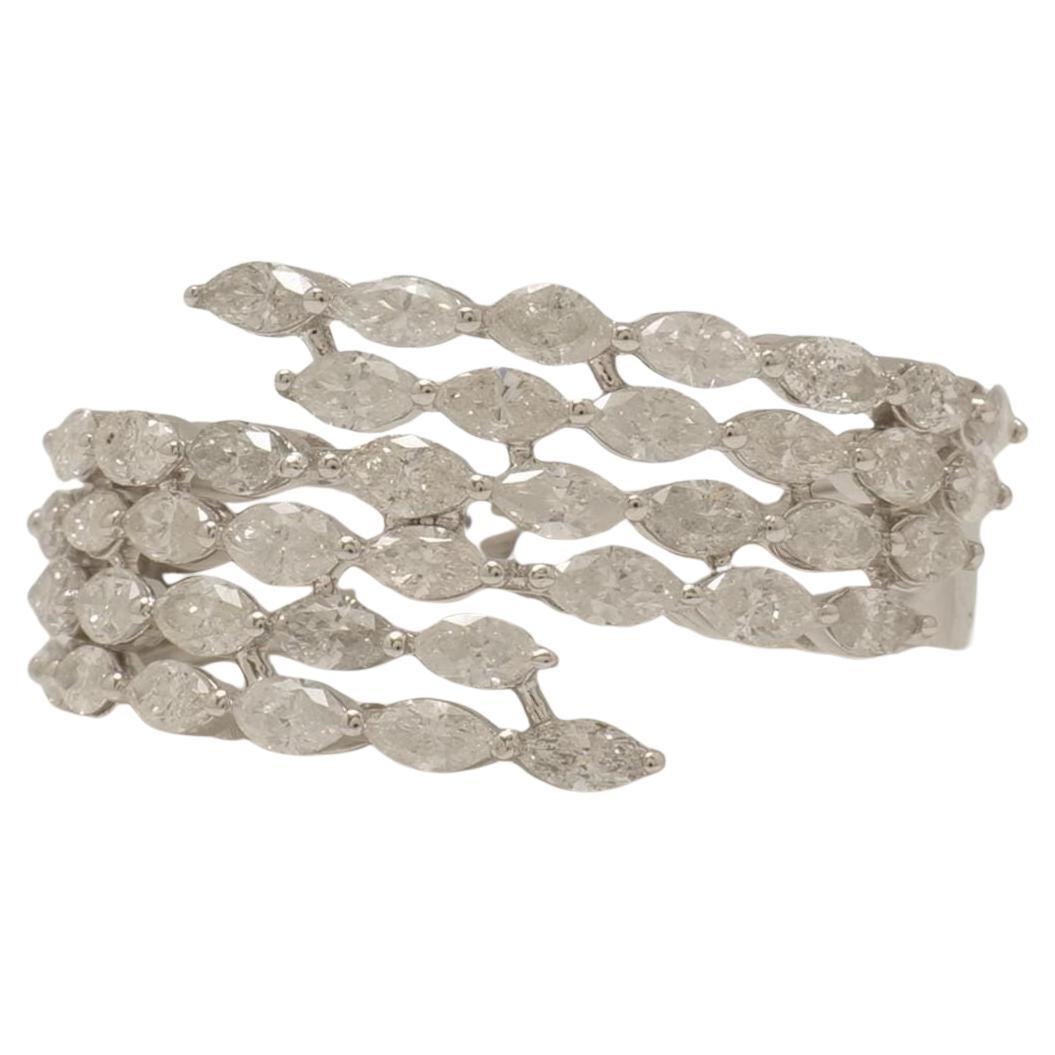 Marquise Wide Natural Diamond Band Ring in 14K Solid Gold (Certified)