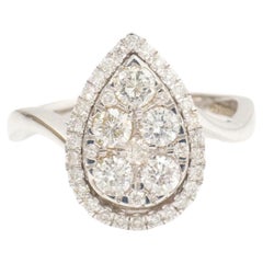 Pear Halo Diamond Engagement Ring in 14K Solid Gold (Certified)
