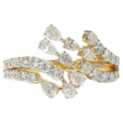 Leaf Branch Diamond Statement Ring in 14k massivem Gold (zertifiziert)