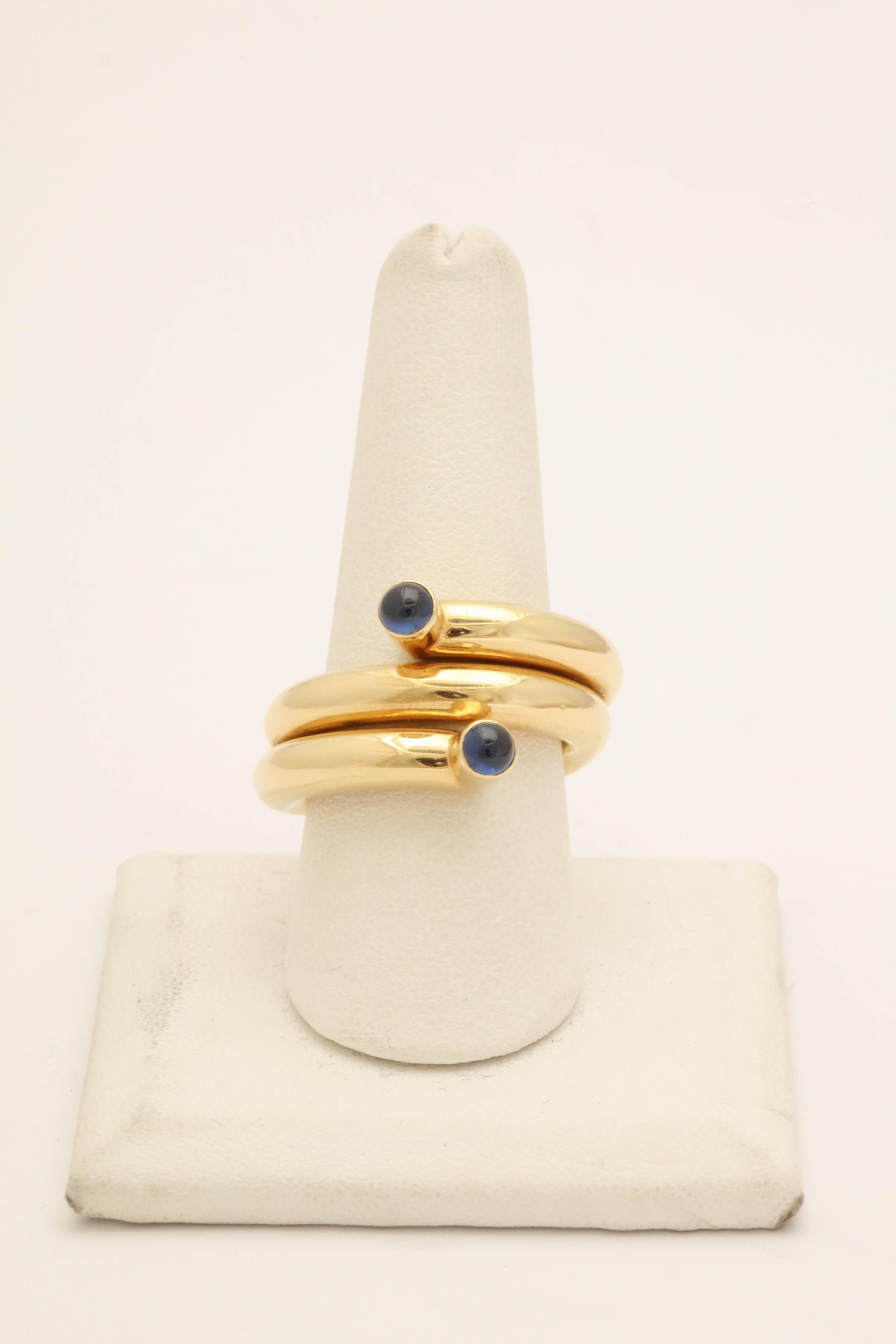 Tiffany & Co. Schlumberger Sapphires Gold Unisex High Polish Ring 2